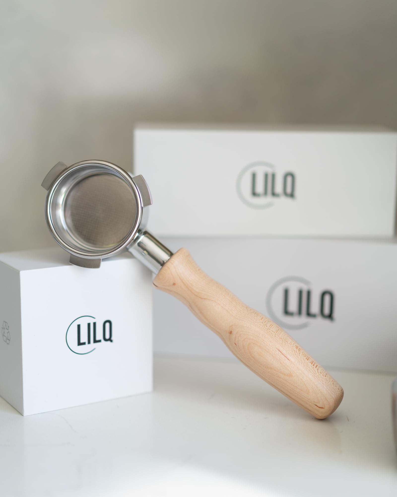 Lilq 54Mm Bottomless Naked 3 Ears Portafilter | Compatible With 54Mm Breville Machines | Stable Handle (Maple, 54Mm Breville)