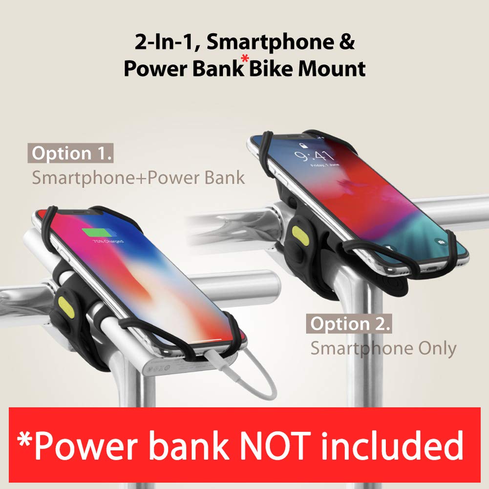 Bone Collection 2 In 1 Phone And Power Bank (Not Incl.) Stem Mount, Face Id Compatible Bike Phone Holder For 4    To 6.5    Scre