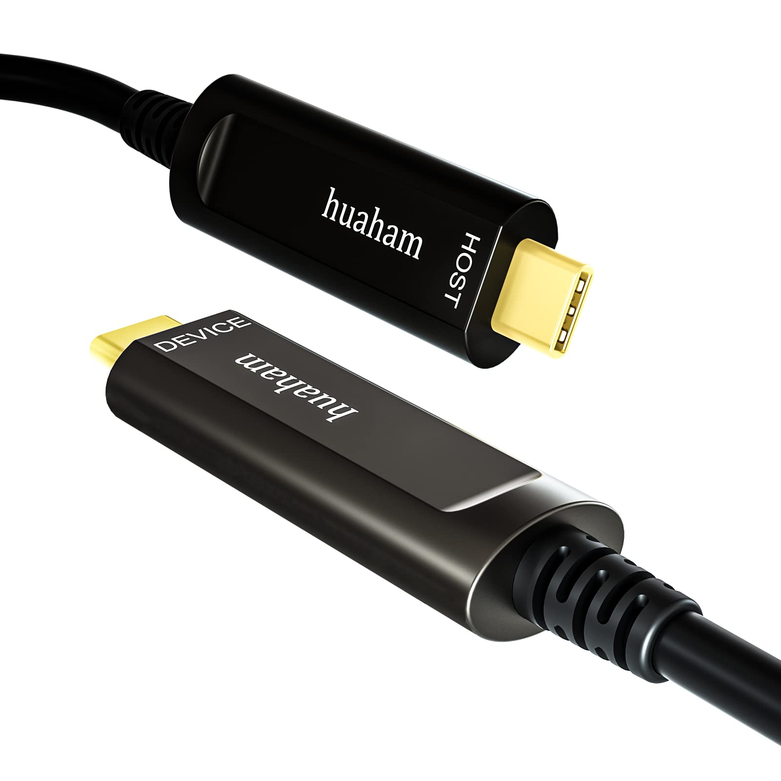 Huaham Usb C To Usb C Fiber Optic Cable 50Ft, Usb 3.1 Type C Cable 10Gbps Gen2 Long Distance Transmission Usb C Cable Compatible With Logitech Camera, Microsoft Azure, Vr/Ar, Touch Screen, Laptop