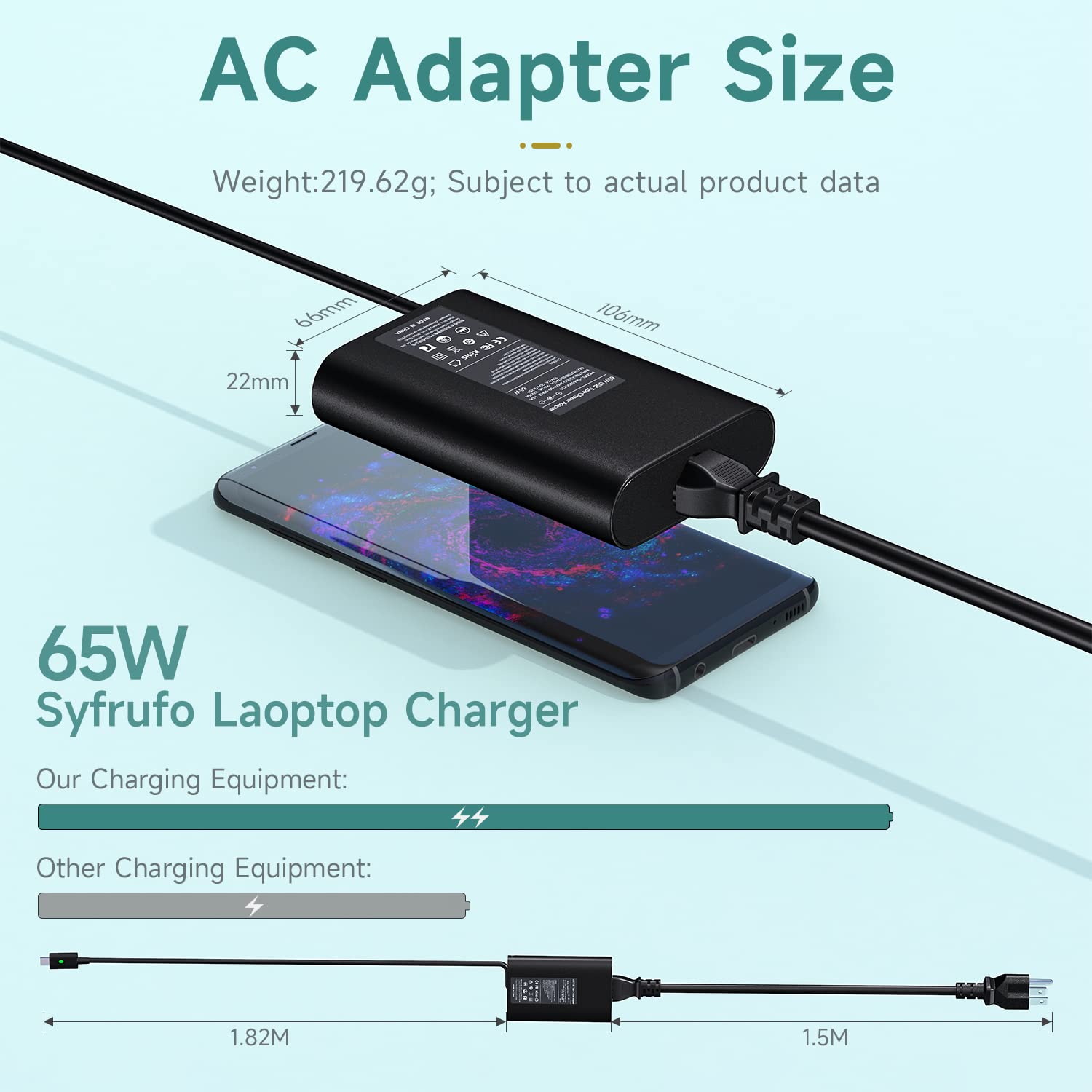 65W Usb C Laptop Charger For Dell Latitude 5420 5520 7420 5540 5440 5430 5530 7430 3540 3440 7440 7340 5320 7320, Xps 13 15 7390