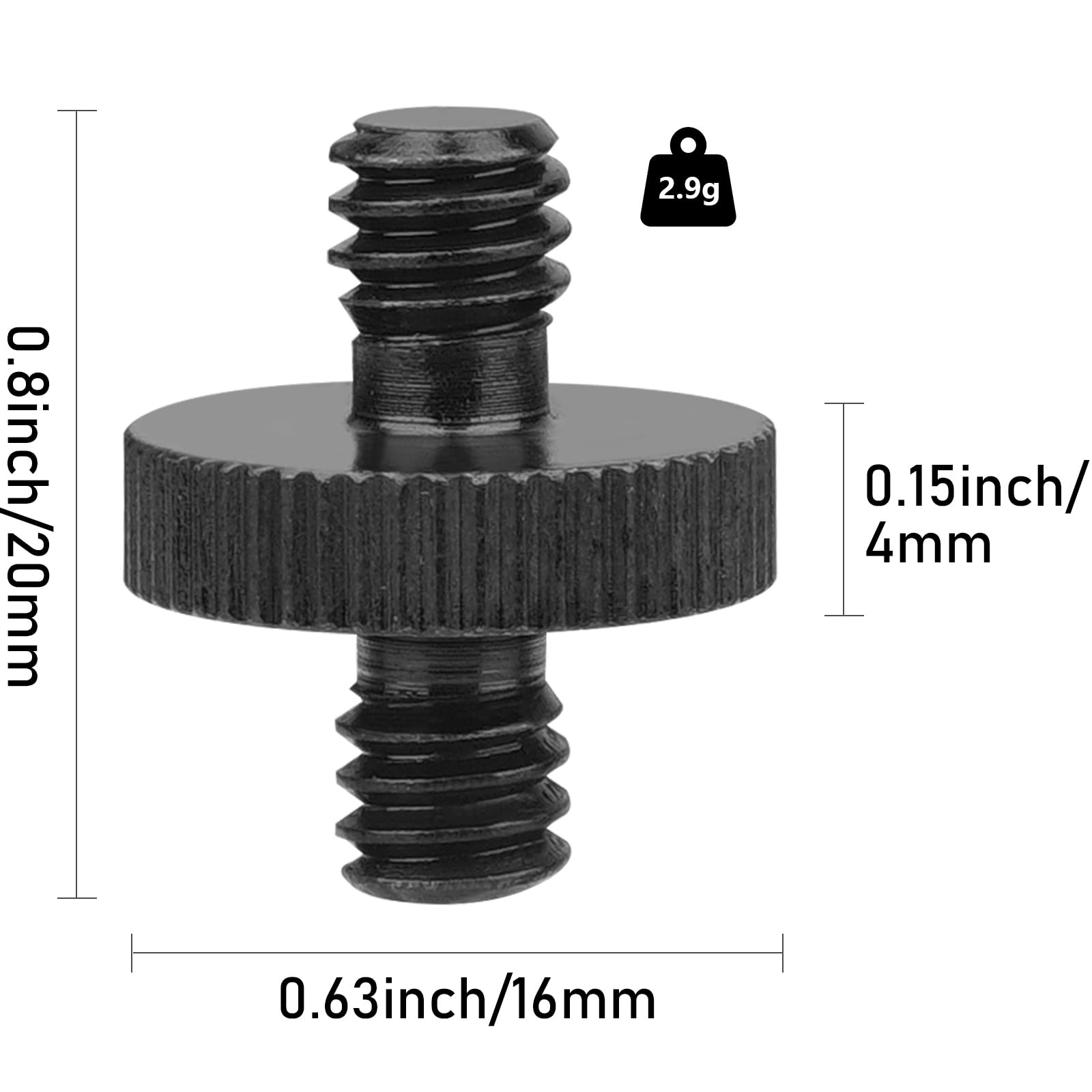 1/4'' Male To 1/4'' Male Threaded Tripod Screw Adapter Double Head Stud Standard Mounting Thread Converter For Camera Cage Mount