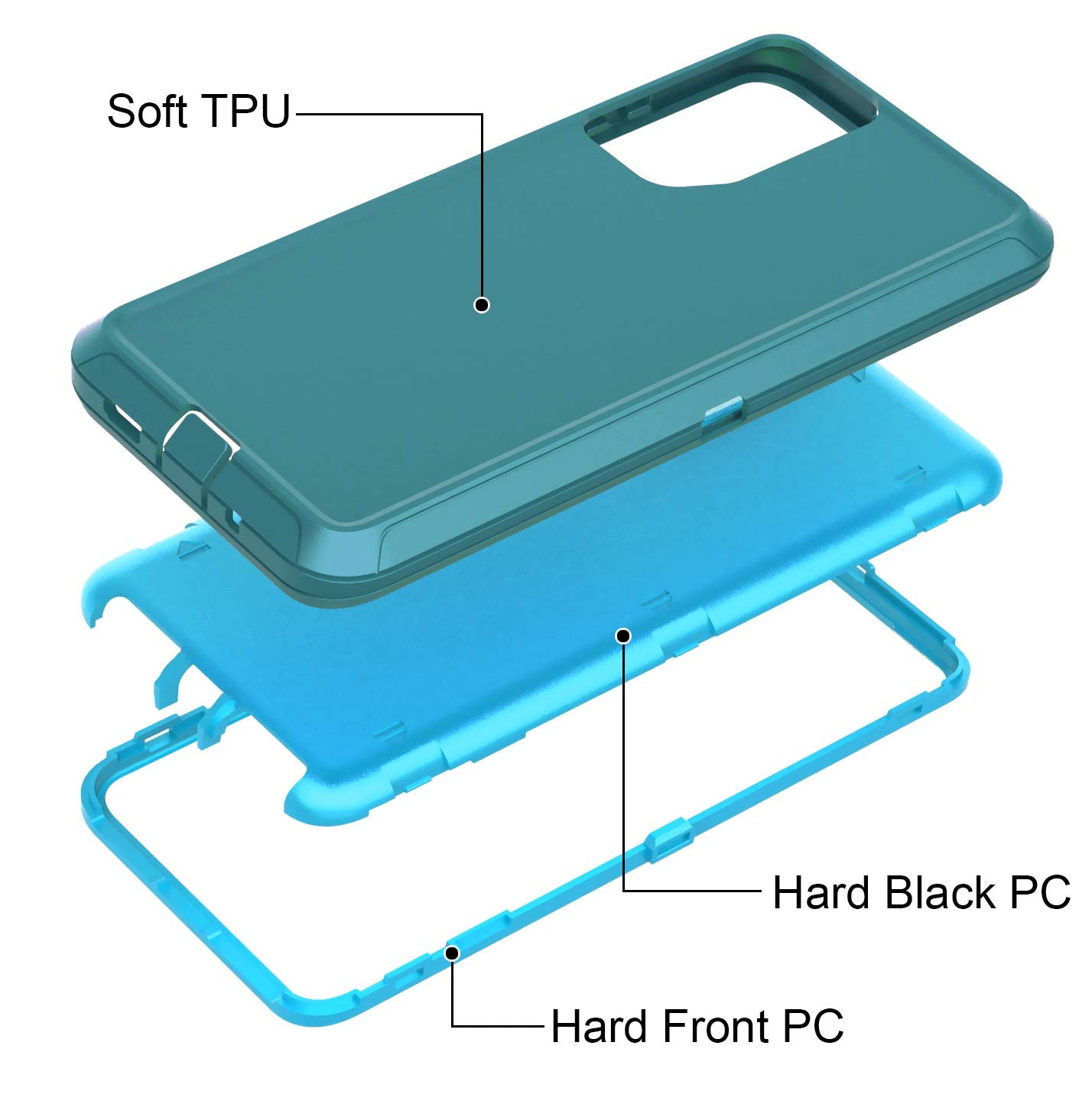 Annymall Galaxy S20 Fe 5G Case: Heavy Duty, Shockproof, Rugged Cover With Screen Protector For Women & Men (6.5'', Black/Blue)