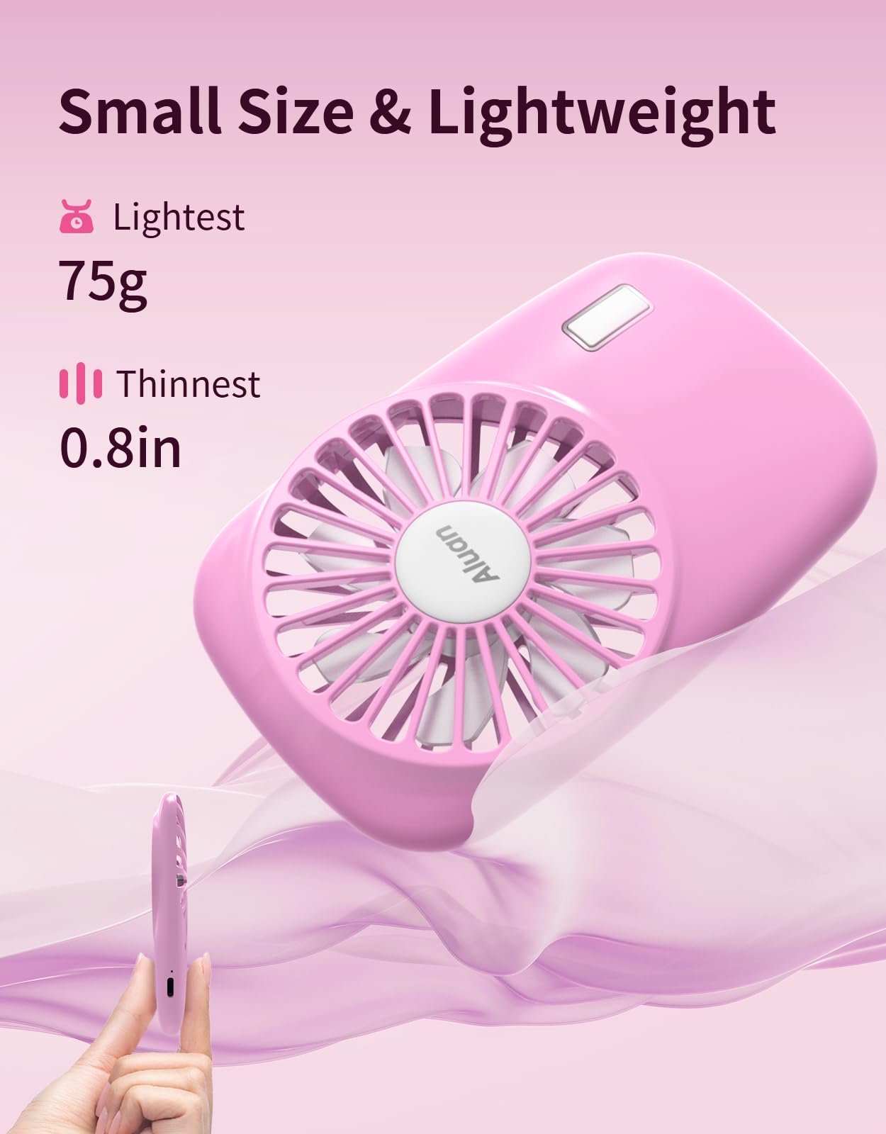 Aluan Handheld Fan Mini Fan Powerful Small Personal Portable Fan Speed Adjustable Usb Rechargeable Cooling For Kids Girls Boys W