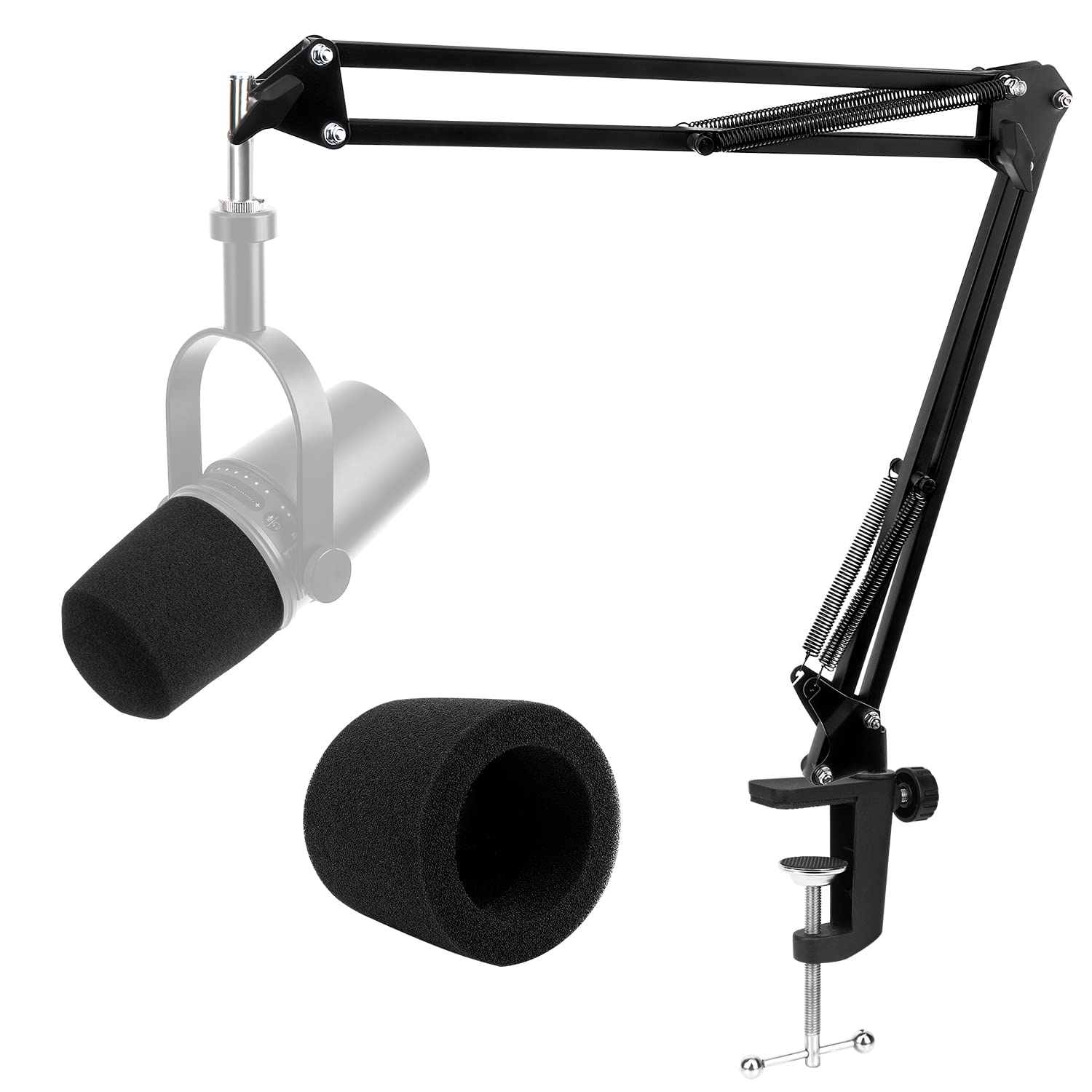 For Shure Mv7 Boom Arm   Upgraded Mic Arm With Reduce Wind Noises Mic Foam Cover, 3/8'' To 5/8'' Adapter Compatible With Most Mi