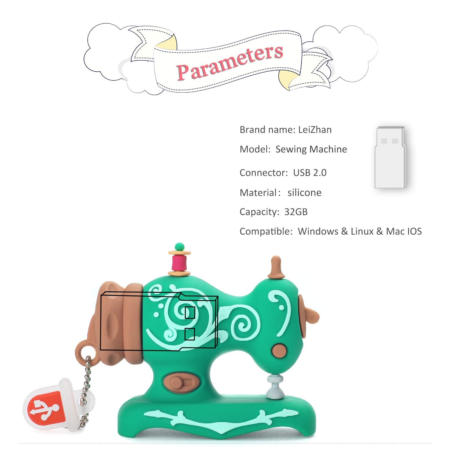Embroidery Sewing Machine Flash Drive 32Gb Gift Usb Stick Data Storage Memory Stick Pendrive Seamstress Usb Drive