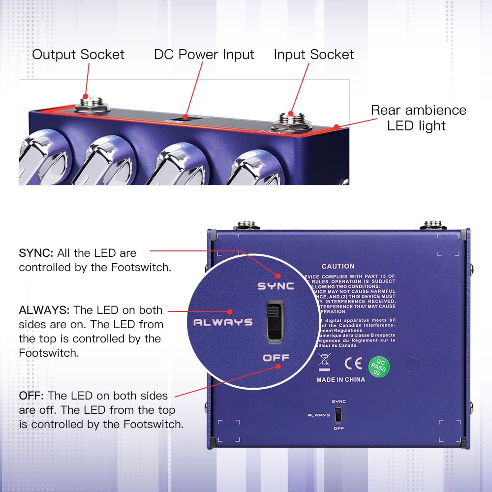 Joyo Distortion Effect Pedal Modern Metal Tone High Gain Amp Simulators All In One Pedal With 3 Band Eq For Electric Guitar (Cho