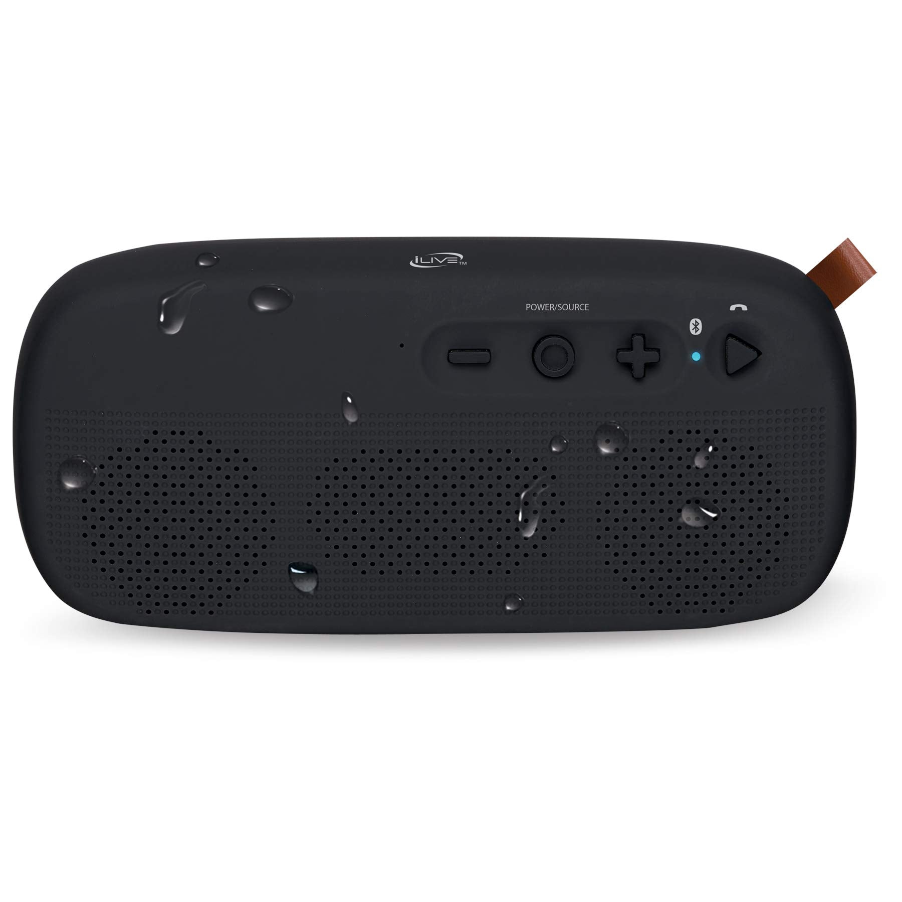 Ilive Water Resistant Wireless Speaker, 8.27 X 1.8 X 3.82 Inches, Built In Rechargeable Battery, Black (Isbw249B)