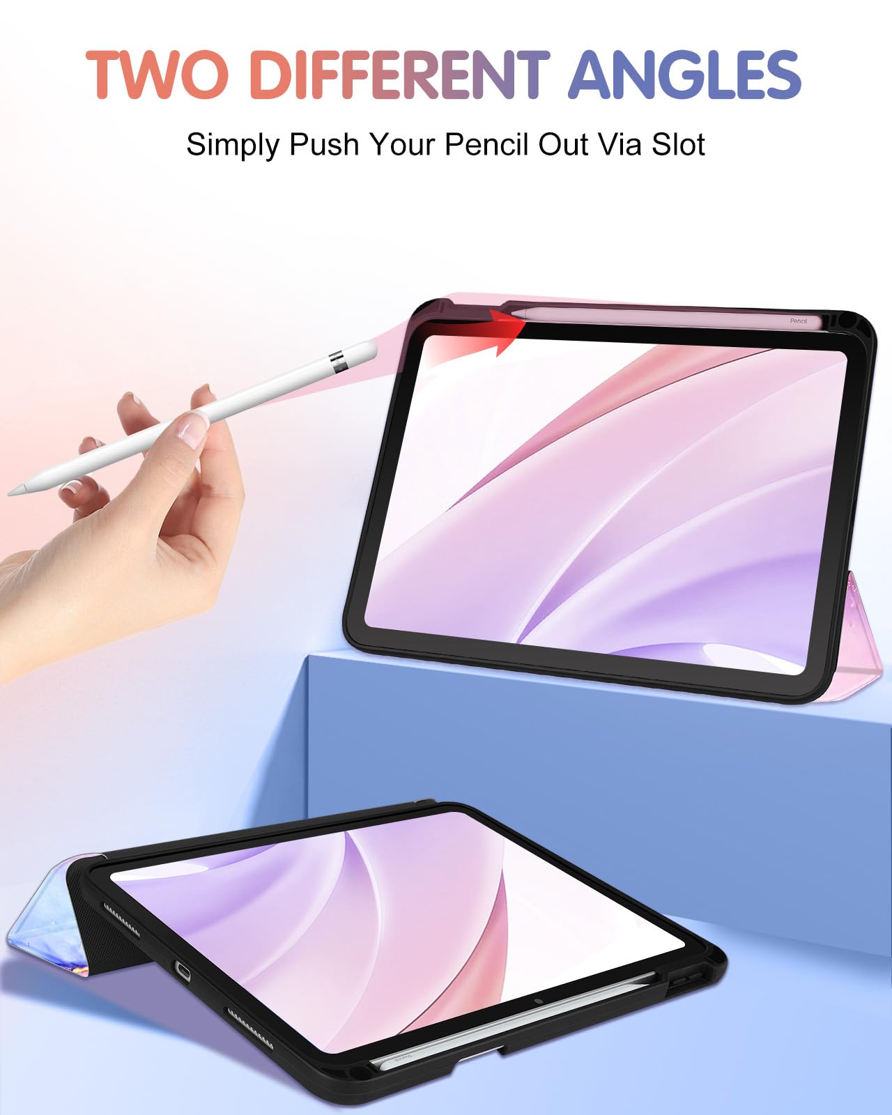 Wazzasoft For Apple Ipad 10Th Generation Case 10.9 Inch Cute Women Girls Folio Cover Girly Teens Marble Design Unique Pretty Pen