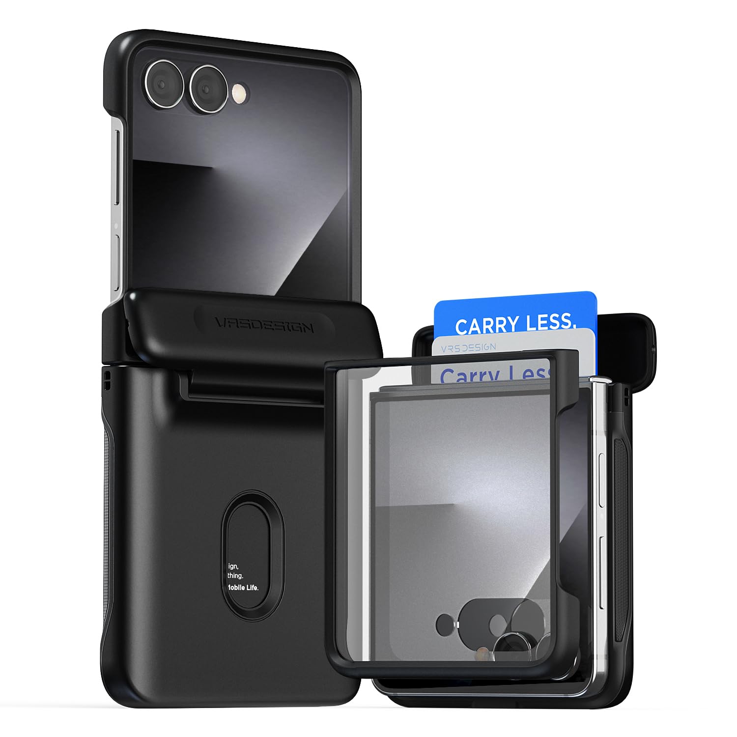 VRS DESIGN Terra Guard Modern GO Case for Galaxy Z Flip 7 (2025), Slim Wallet Case Holds 2 Cards with Hinge Protection & Built-i