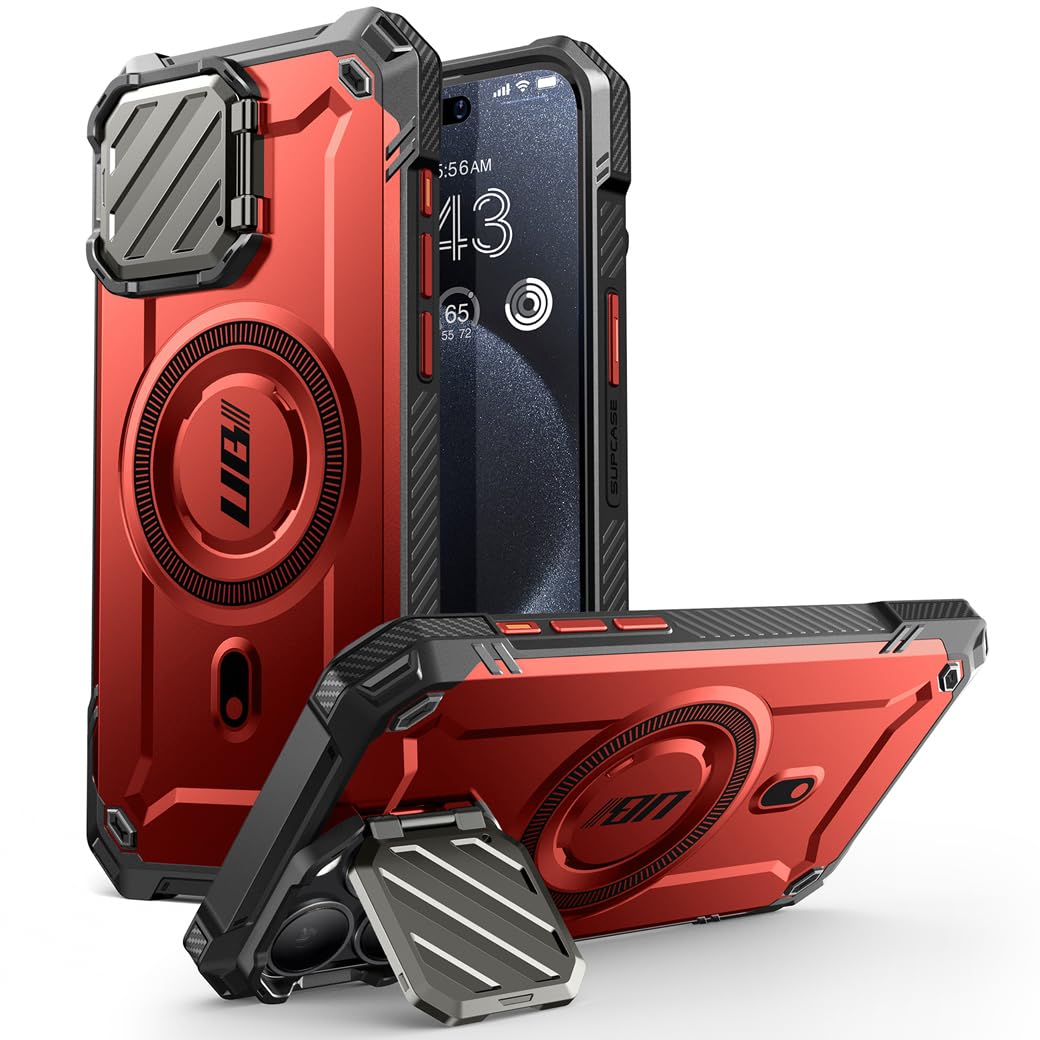 Supcase Ub Mag Xt For Iphone 15 Pro Case 6.1'' With Camera Cover, [Compatible With Magsafe] Heavy Duty Rugged Case With Built In
