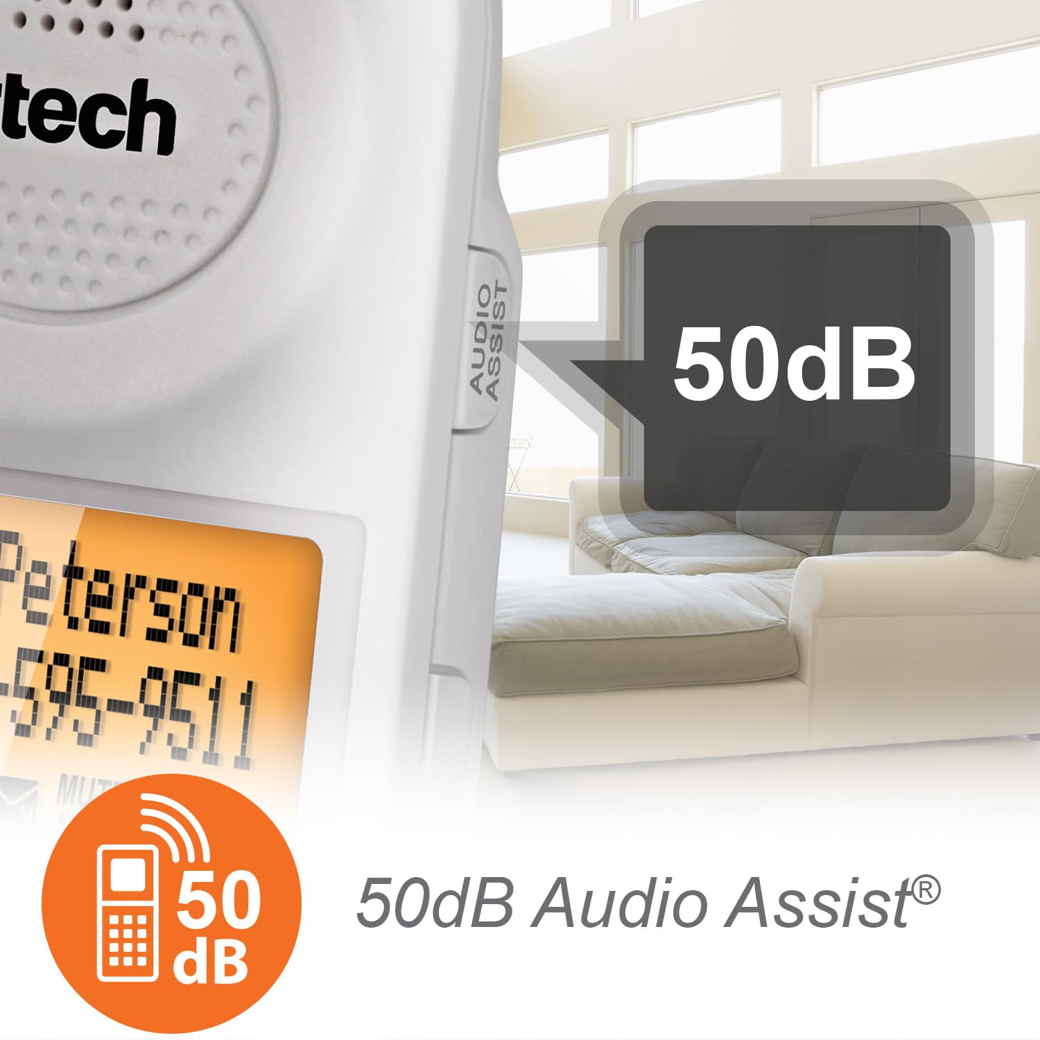 Vtech Sn5147 Amplified Corded/Cordless Senior Phone With Answering Machine, Call Blocking, 90Db Extra Loud Visual Ringer, One To