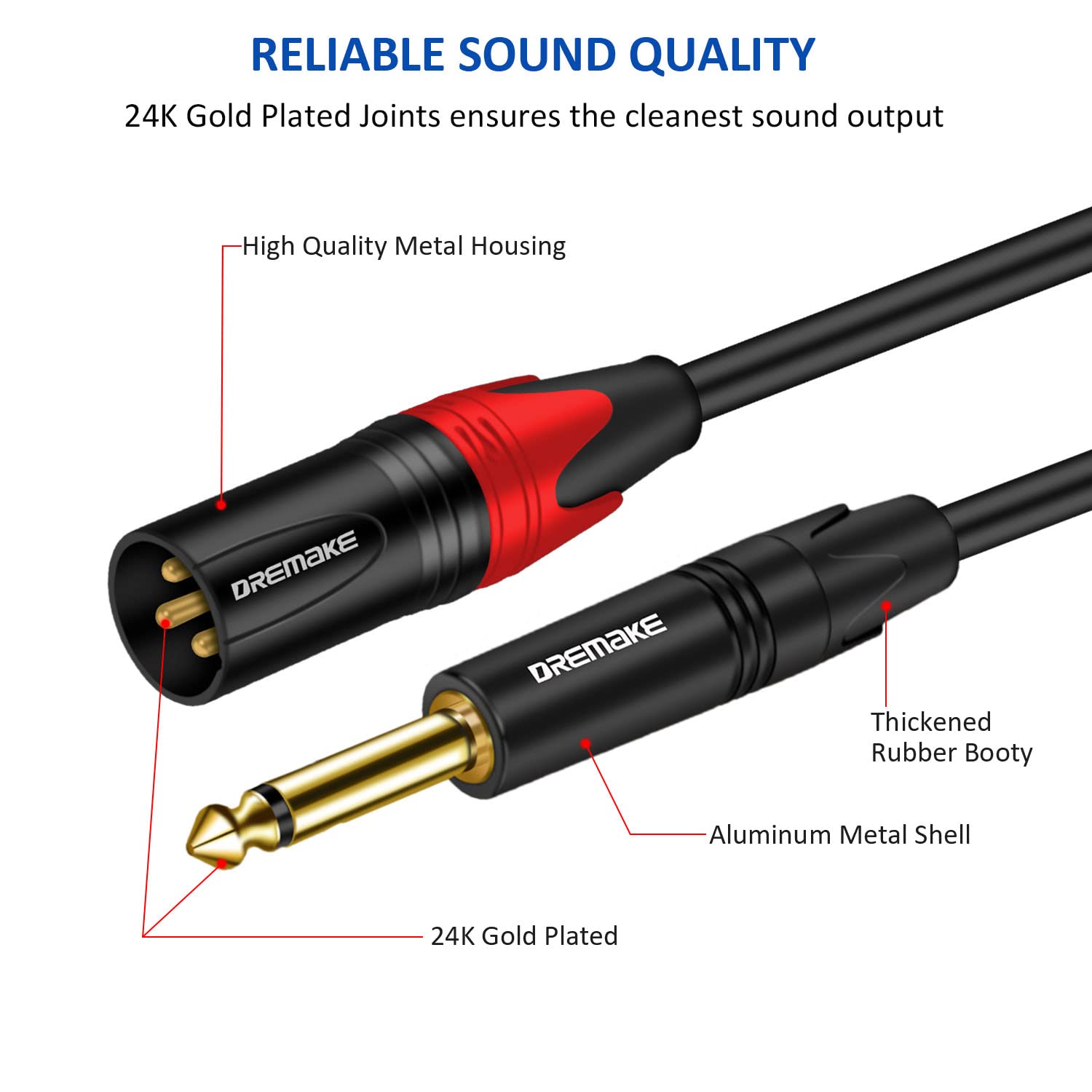 Dremake Dual 3 Pin Xlr Male To Dual 6.35Mm 1/4'' Ts Mono Microphone Patch Cable, 3Ft/1.0M Xlr To Ts 1/4'' 6.35Mm Splitter Adapte
