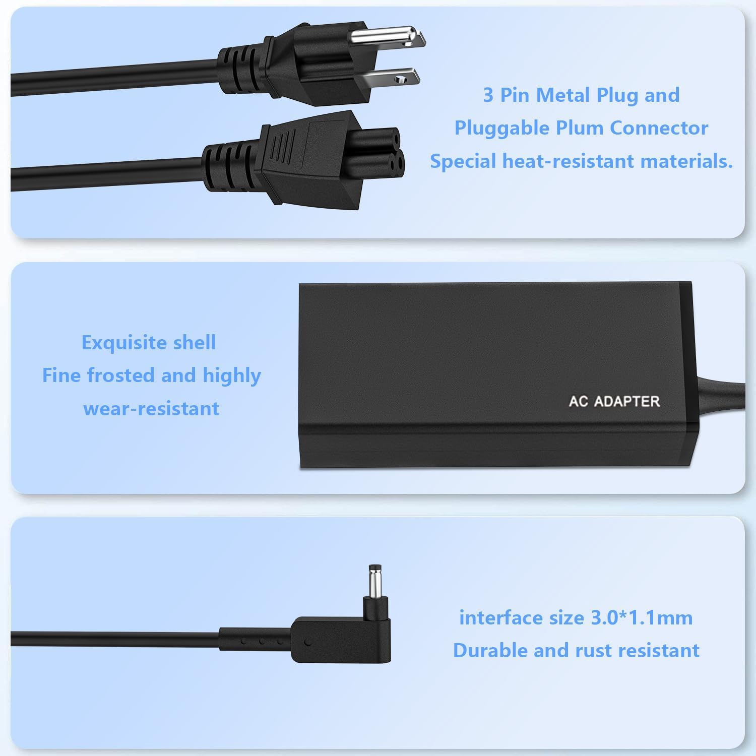N20C5 N23C3 N20C4 N19H2 45W 3.0*1.1Mm Ac Charger Fit For Acer A515 45 R74Z A515 46 A315 23 A315 24P A115 31 A515 56 A115 32 A515