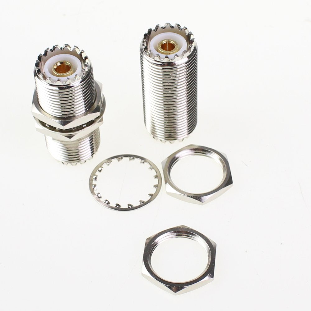 Exgoofit Uhf Connector Female Nut Bulkhead Panel Mount To So239 Jack Coaxial Coax Cable Adapter Plug For Pl-259 (Pack 2Pcs)