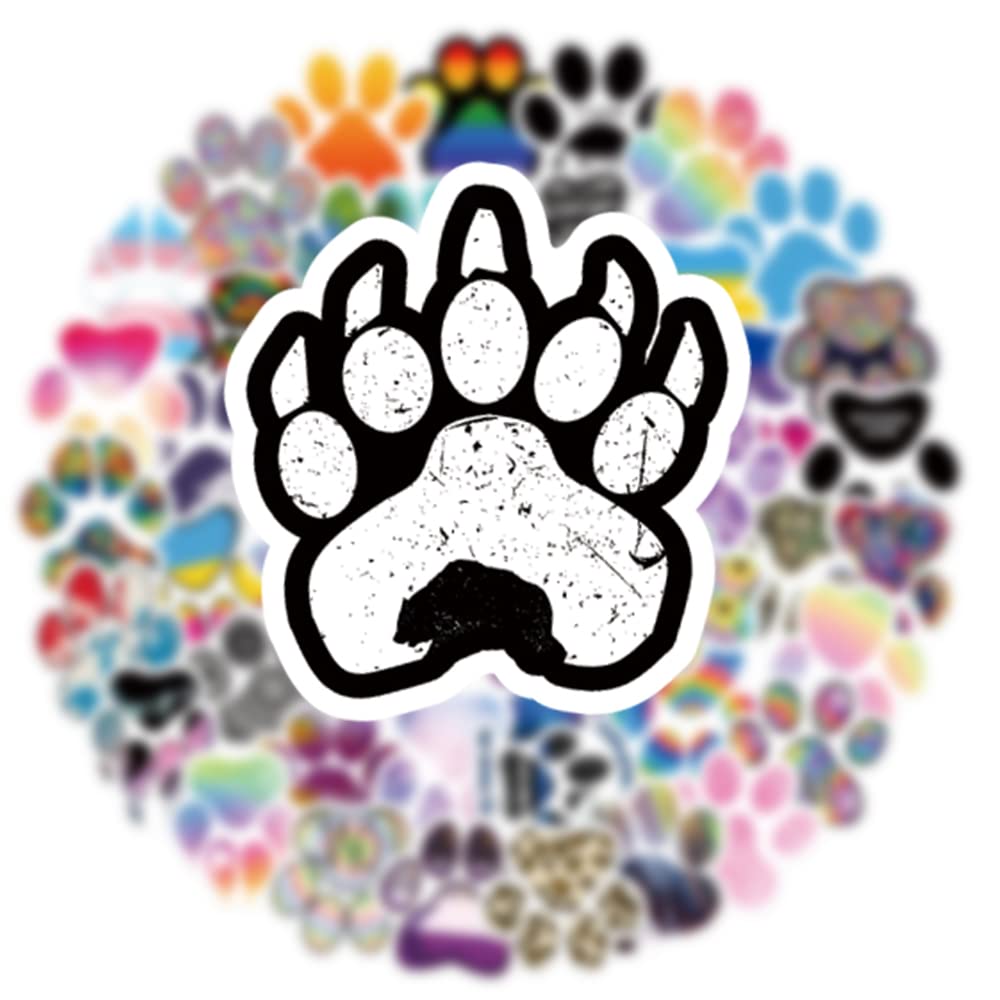 Paw Print Stickers 53Pcs Cute Cartoon Cat Dog Animals Pack | Cool Colorful Deacls Graffiti Vinyl Pvc Waterproof For Water Bottle