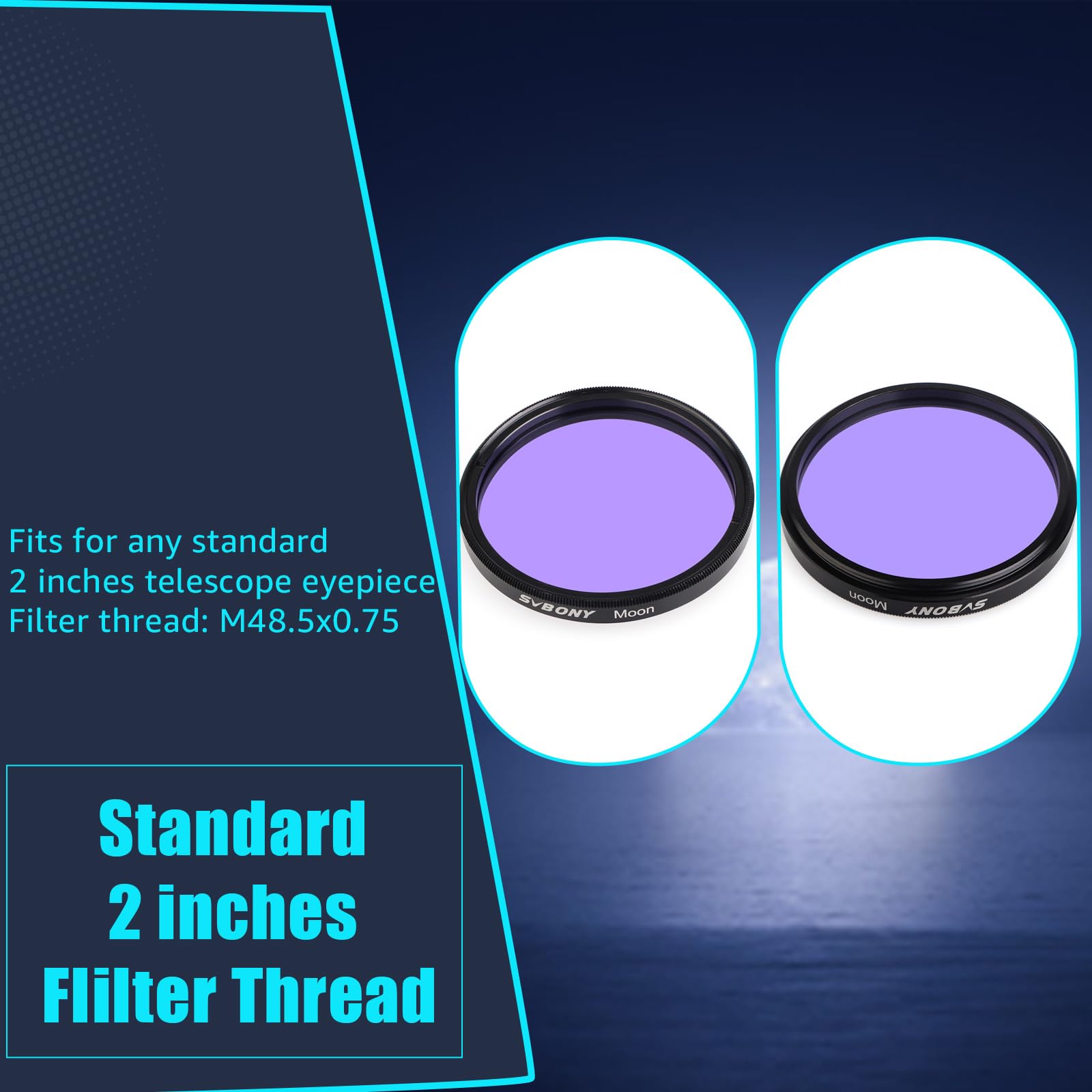 Svbony Telescope Filter Moon Filter Telescope Filter For Standard 2 Inches Fiilter Thread With Metal Frame Optical Glass For Obs