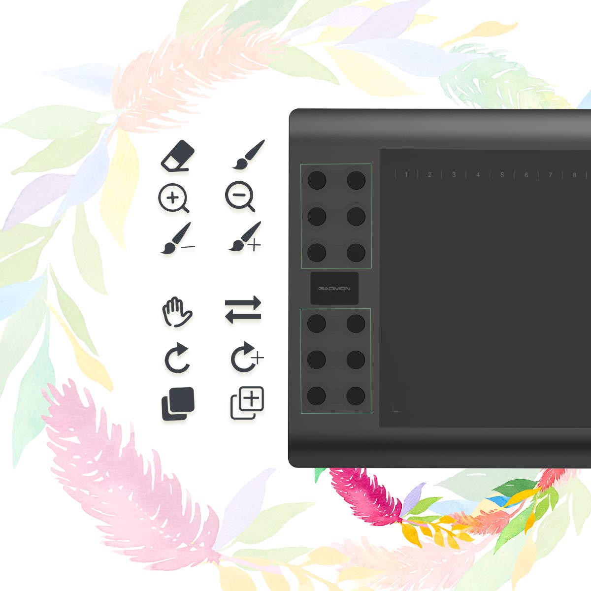 Drawing Tablet Gaomon M106K Pro 10 X 6.25 Inches Large Graphic Tablet, Digital Art Tablet Supports Tilt Function With 12 Shortcu