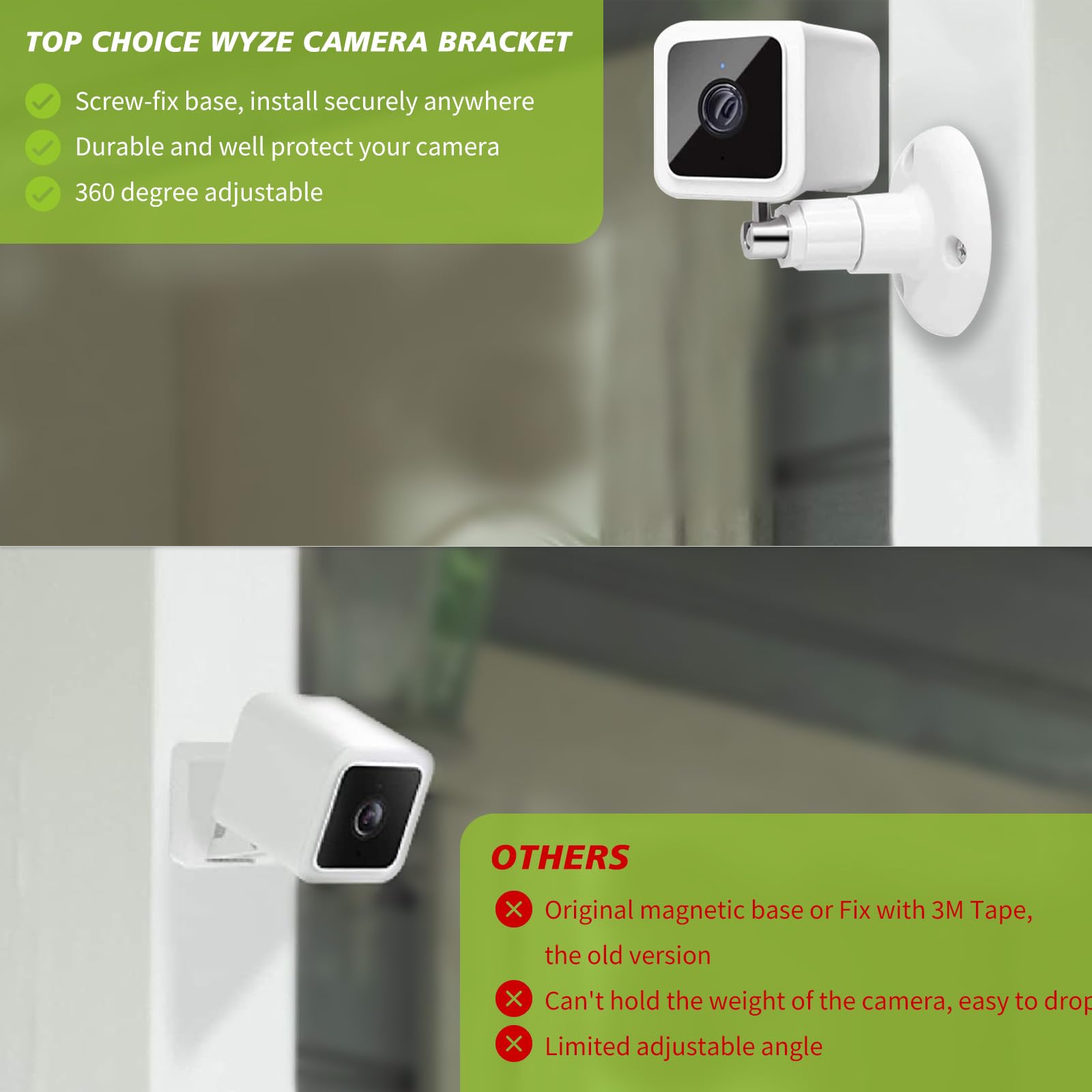 2 Pack Wall Mount Compatible With Wyze Cam Pan V3, Indoor And Outdoor Security Mount For Wyze Cam Pan, Wyze Cam Outdoor And Other Camera With Same Interface