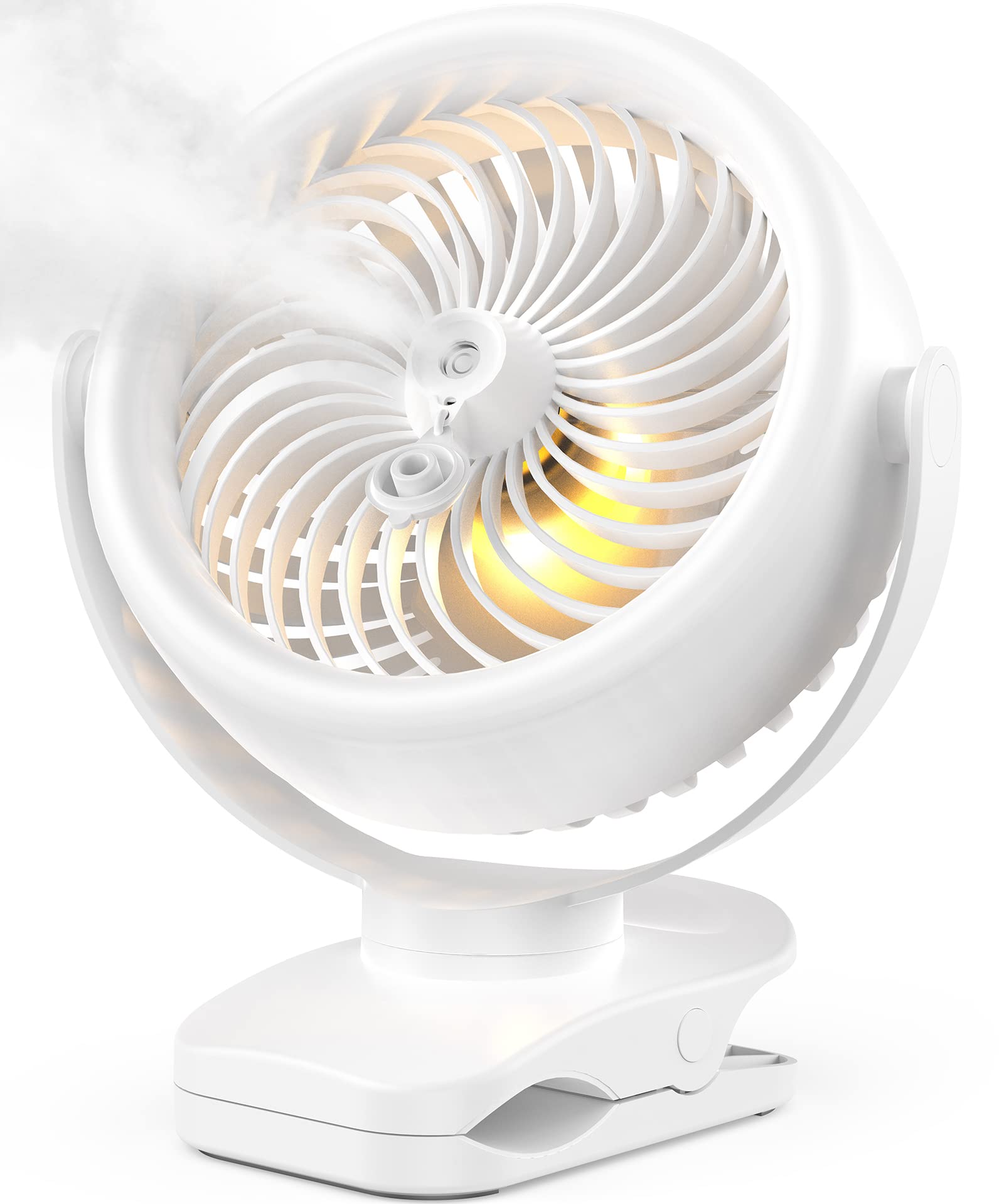 Tyzu 7 Inch Portable Fan Clip On Fan, 4000 Mah Battery Operated Fan, Outdoor Misting Fan With 2 Mist Modes & 4 Speeds & Timer, 1