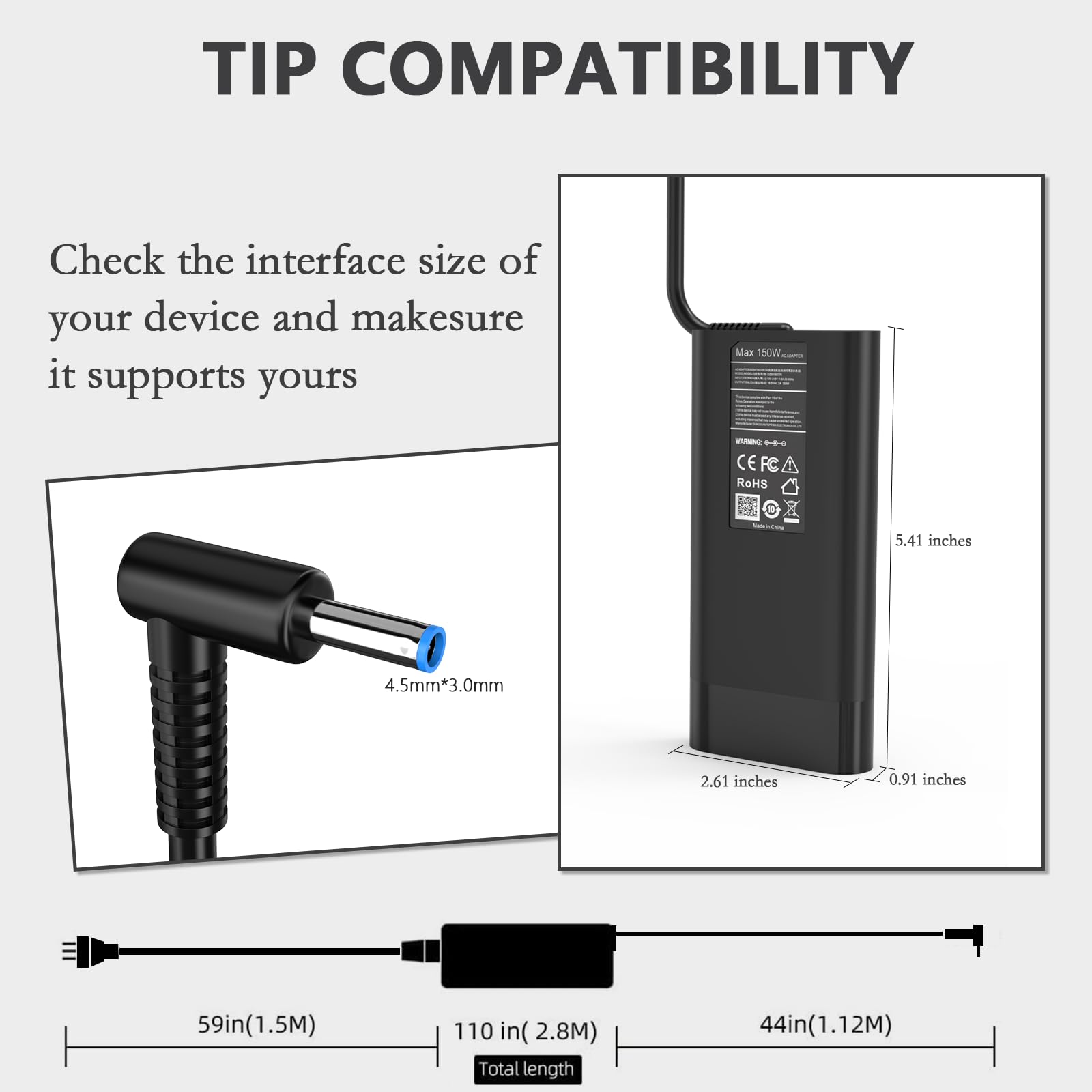 150W Laptop Charger For Hp Zbook Charger Hp Zbook 15 16 17 15U 15V G3 G4 G5 G6 G7 G8 G9 Studio/Power G11 G8 G7 G9 G10 G6 Mobile