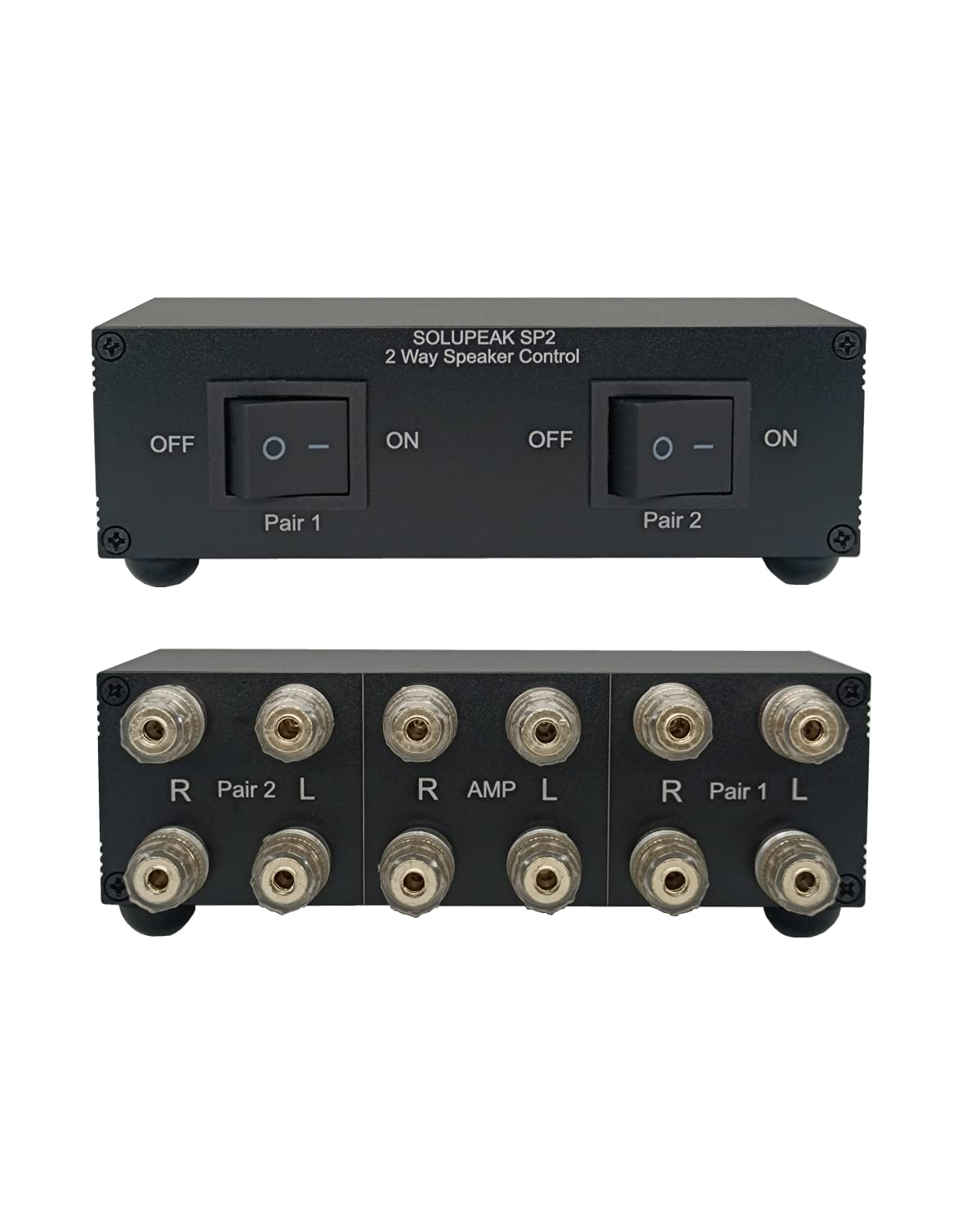 Premium 2 Zone Speaker Selector Switch Box, 2 Way Stereo Audio Speaker Switcher Distribution Box For Multi Channel High Powered 