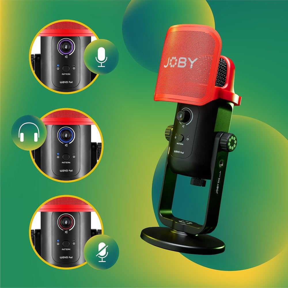 Joby Wavo Pod Usb Condenser Pc Microphone For Podcasting, Streaming Microphone For Recording, Mute And Gain Controls, Headphones
