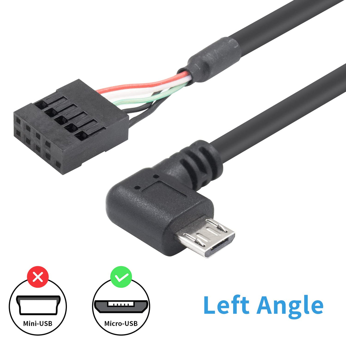 Micro Usb Extended Duttek Usb Header To Motherboard Cable, 90 Degree Angled Micro Usb Male ...