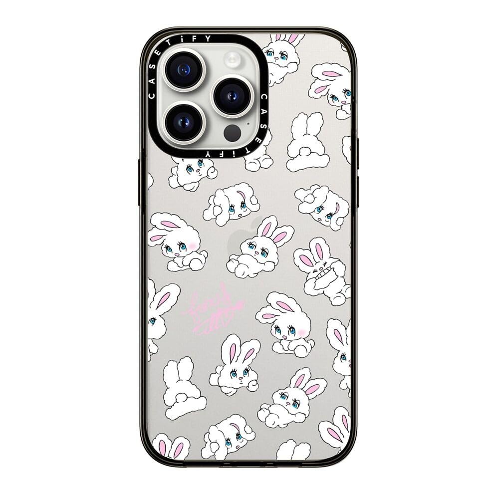Casetify Compact Iphone 15 Pro Max Case [2X Military Grade Drop Tested / 4Ft Drop Protection]   Cute Prints   Bunnies   Clear Bl