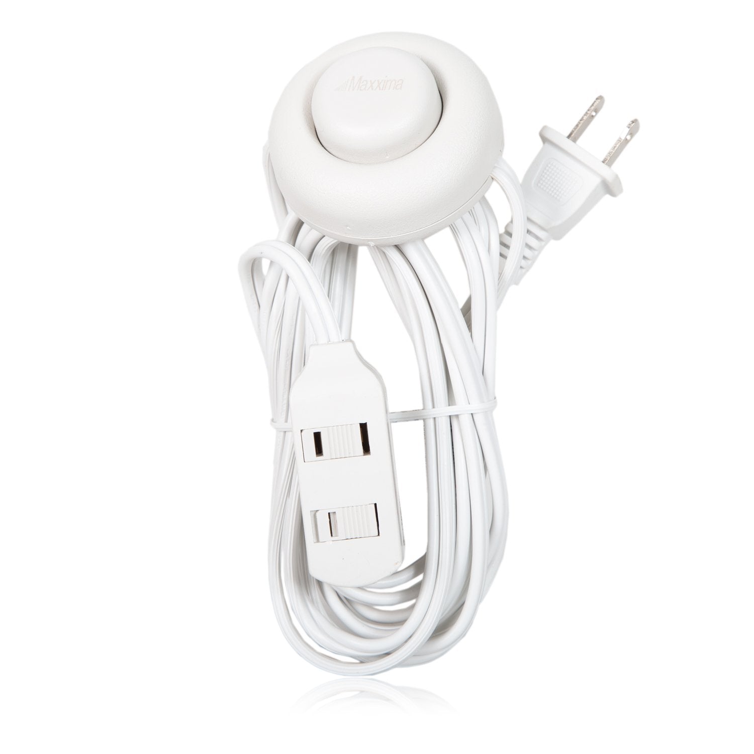 Maxxima 9 Ft 3 Outlet Extension Cord   Featuring An Easy To Use On/Off Foot Switch, Ideal To Plug In Lamps, Appliances, Lighting Accessories, Or For Senior Living Use, 125Vac   White   Pack Of 2