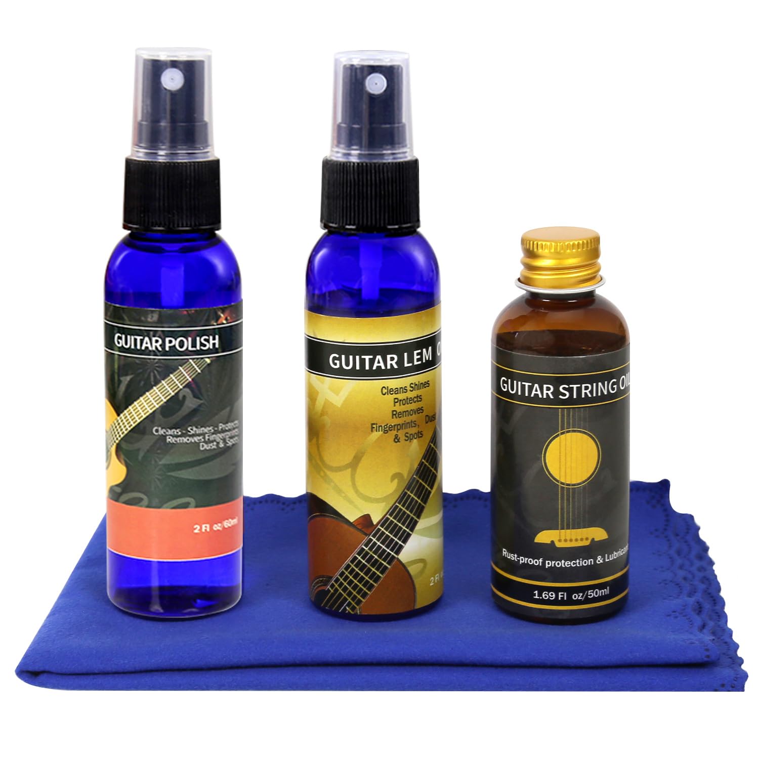 Premium Guitar Care 3 Piece Kit,Lemon Oil,Polish,Guitar String Oil,For Guitar Cleaning And Maintenance