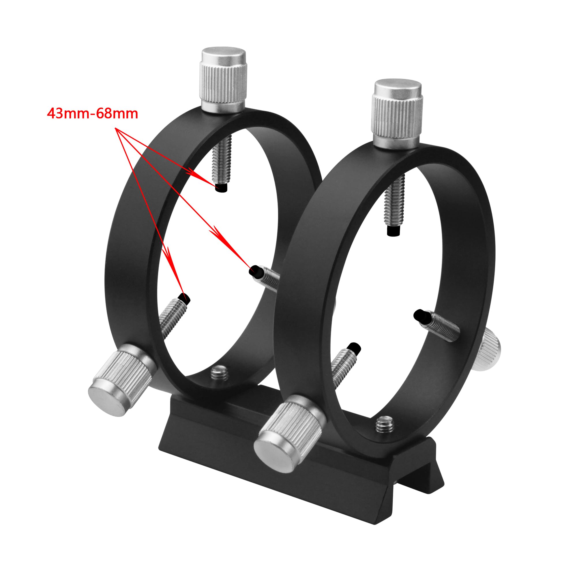 Astromania Adjustable Guiding Scope Ring Set With Plate   69 Mm Inside Diameter (Pair)   For Telescope Tube Diameter Or Finders