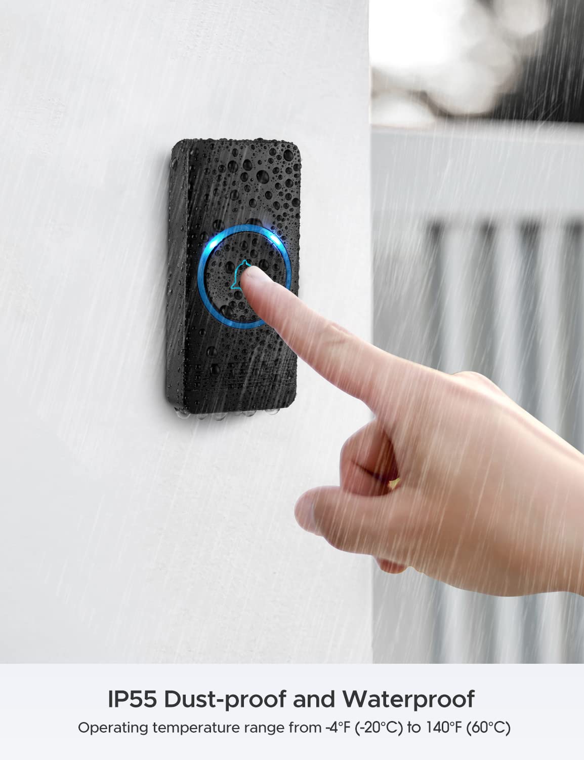 Wireless Doorbell, Avantek Waterproof Chime Kit Operating At Over 1300 Feet With 52 Melodies, 5 Volume Levels & Led Flash