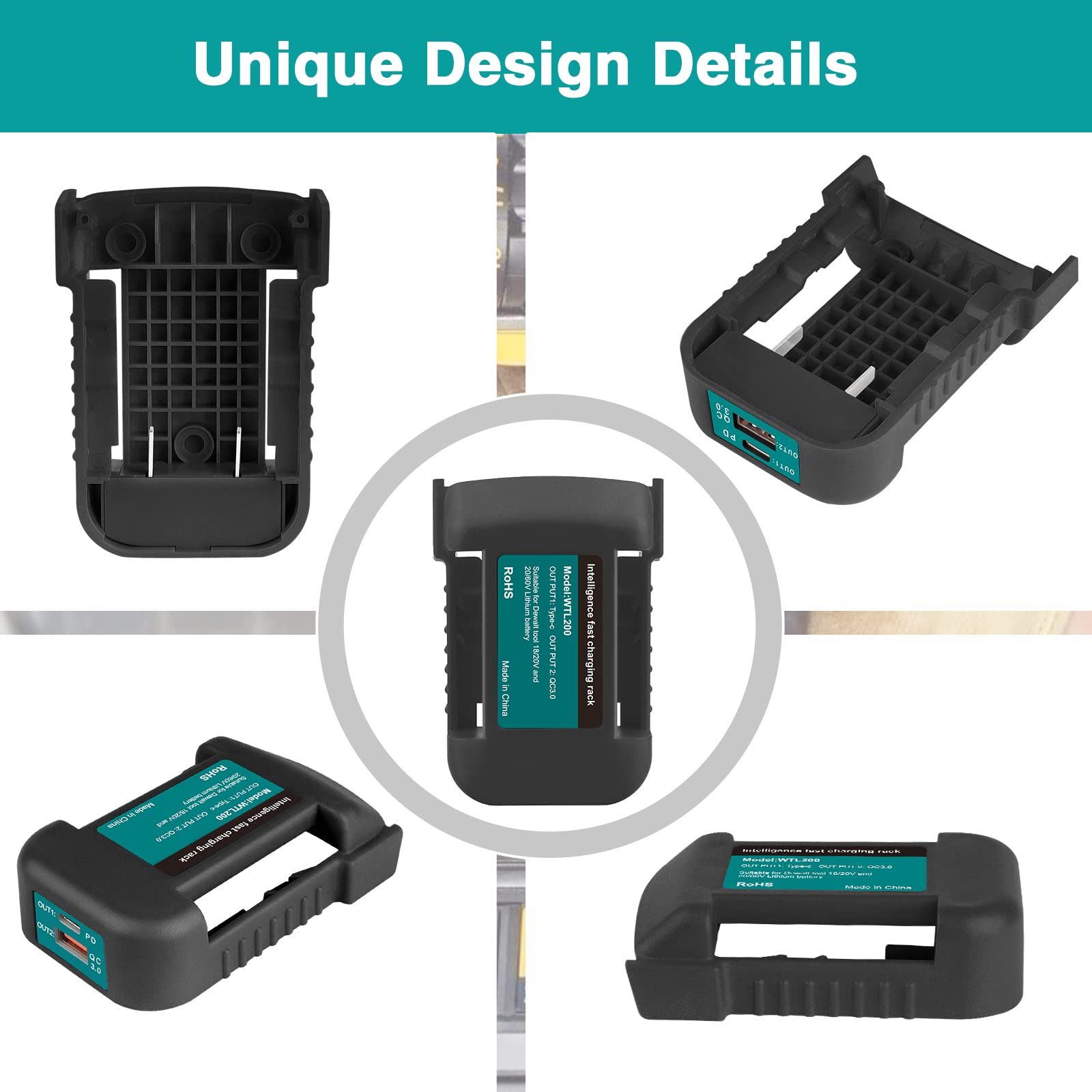 Zlwawaol 2 Pack Usb Charger Adapter Compatible With Dewalt 20V Battery With Usb Socket & Type C Fast Charging (Adapter Only)