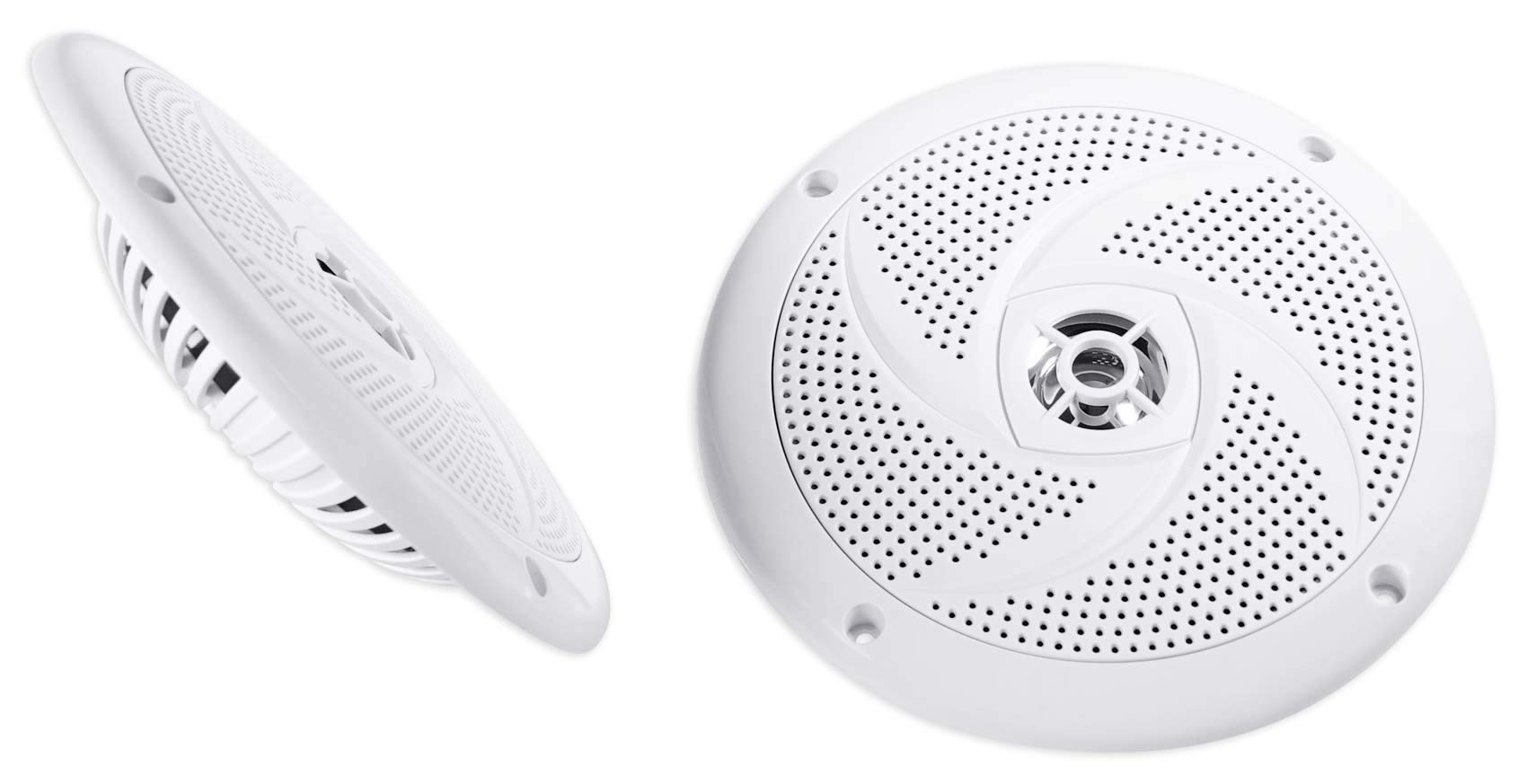 Rockville Pair RSM65W 6.5 320 Watt Waterproof Shallow Slim Marine Boat Speakers, White