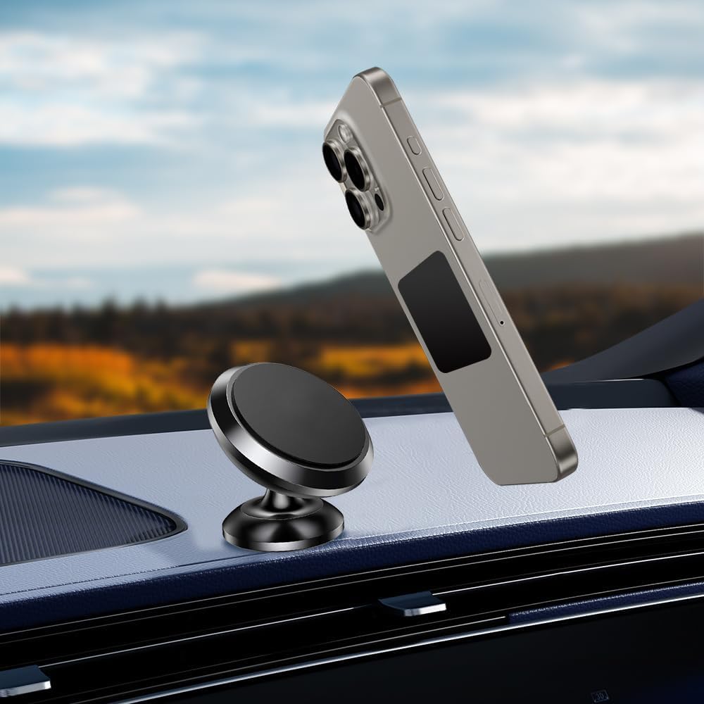 Ozgoe Happy Bell (8 Pack) Mount Metal Plate For Magnetic Car Mount With 3M Adhesive   4X Rectangular 4X Round (Black)