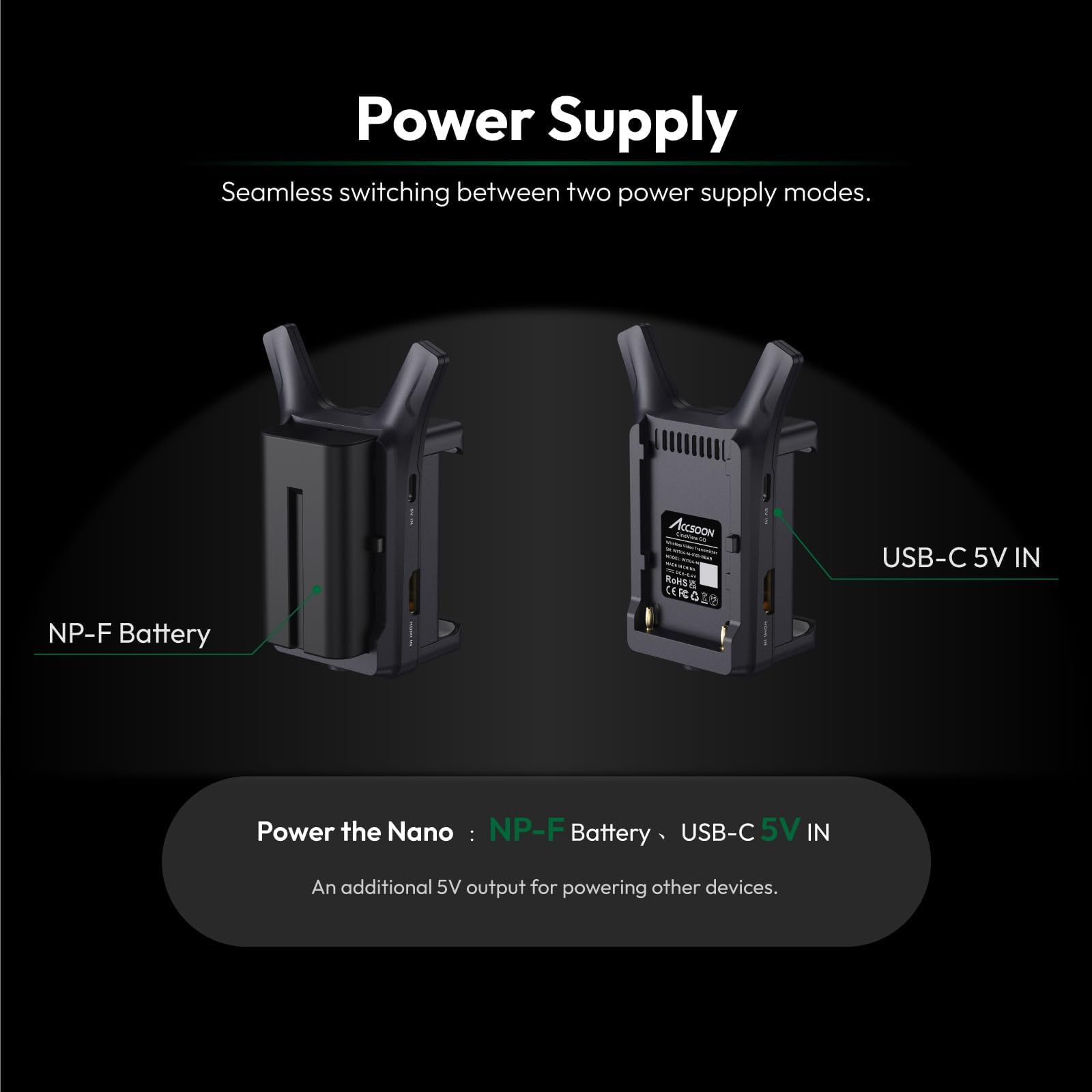 Accsoon Mini Cineview Nano Wireless Video Transmitter, 5G Hdmi Wireless Video Transmission System For Dslr, Dji Rs2/Rs3/Rs3 Pro Gimbal/Switch, 500 Ft &0.06 S Low Latency, 4 App Real Time Monitoring