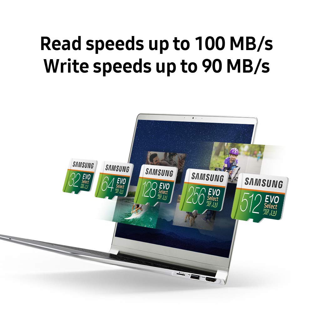 Samsung (Mb-Me256Ga/Am) 256Gb 100Mb/S (U3) Microsdxc Evo Select Memory Card With Full-Size Adapter