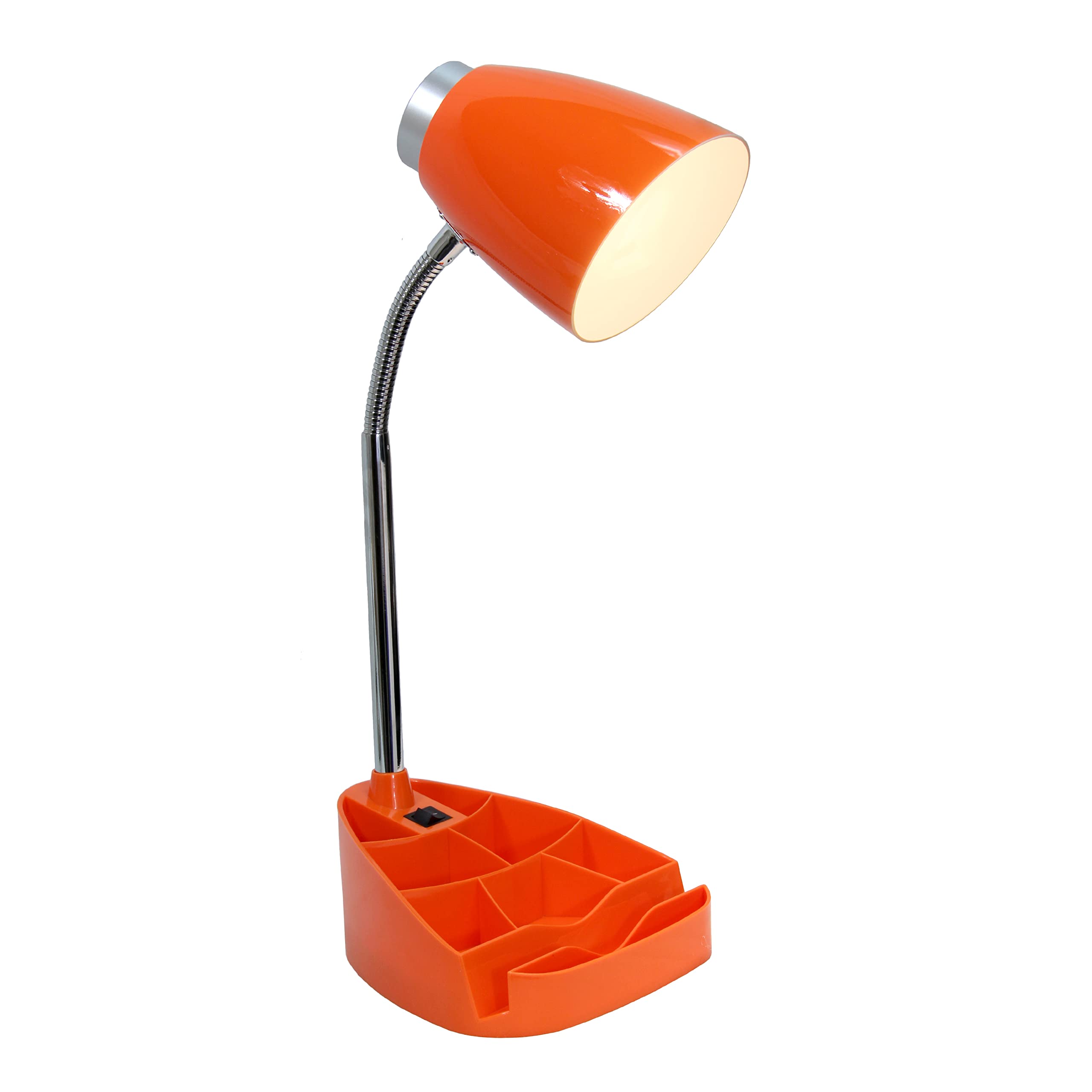Simple Designs Ld1002 Org Gooseneck Organizer Desk Lamp With Ipad Tablet Stand Book Holder, Orange (Pack Of 6)