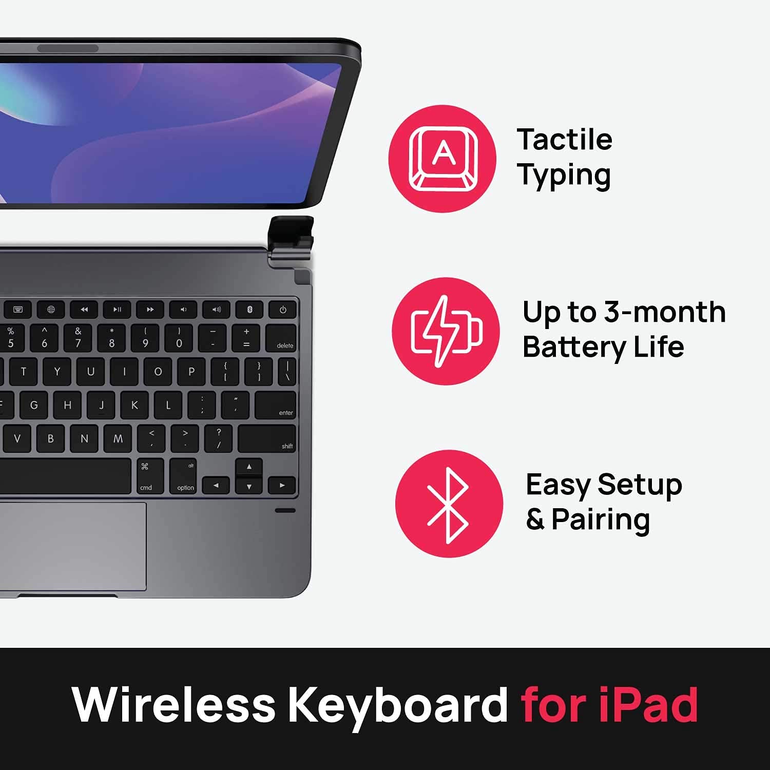 Brydge 11.0 Pro+ Wireless Keyboard With Trackpad | Compatible With Ipad Pro 11 Inch (1St, 2Nd & 3Rd Gen) | Native Multi Touch Trackpad | Backlit Keys | (Space Gray)