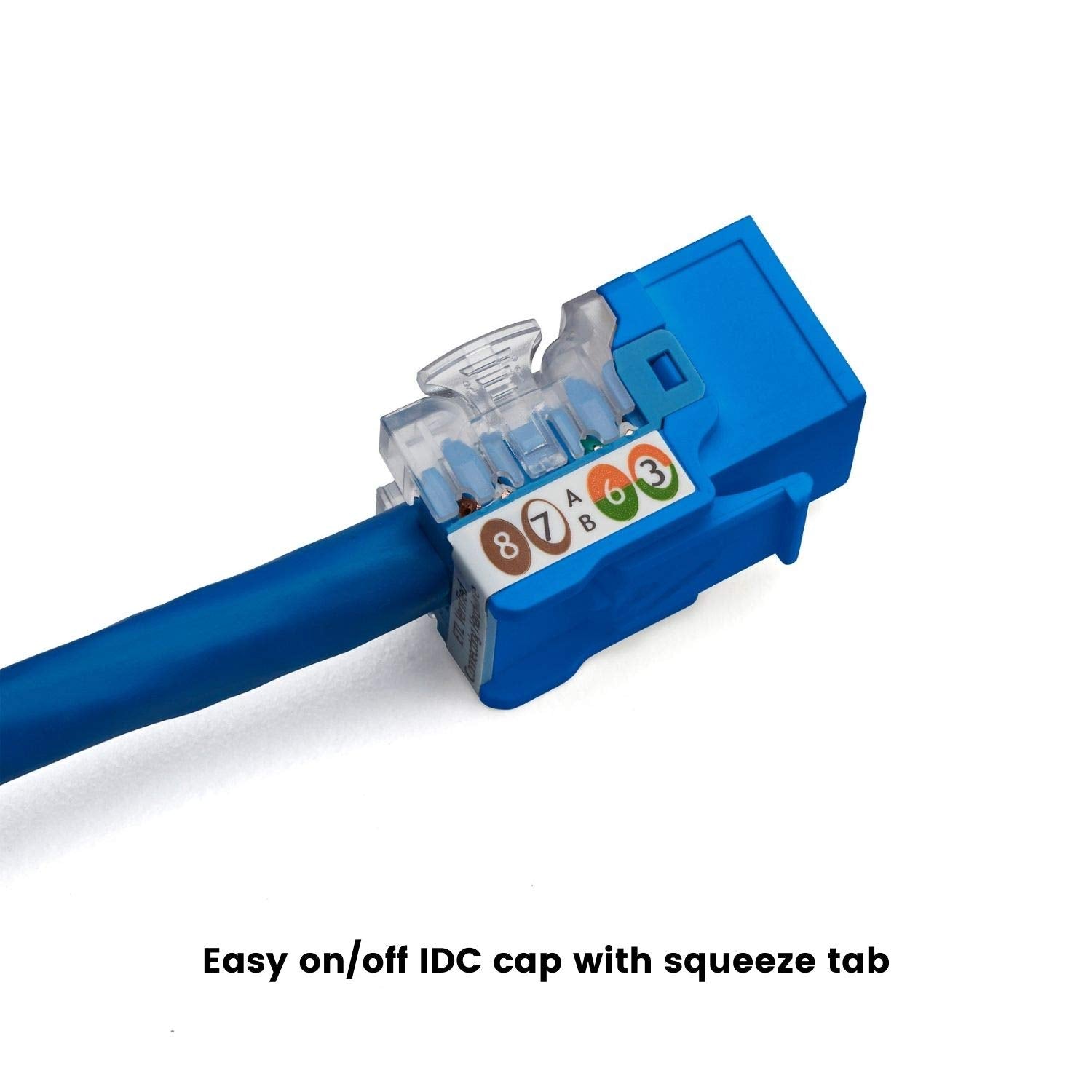 Truecable Cat6 Keystone Jack, Unshielded (Utp), 90 Degree Punch Down, Poe++ (4Ppoe) 100W, Ul Listed, Etl Verified, Ansi/Tia Certified, Modular Rj45 Female, Blue, 12 Pack