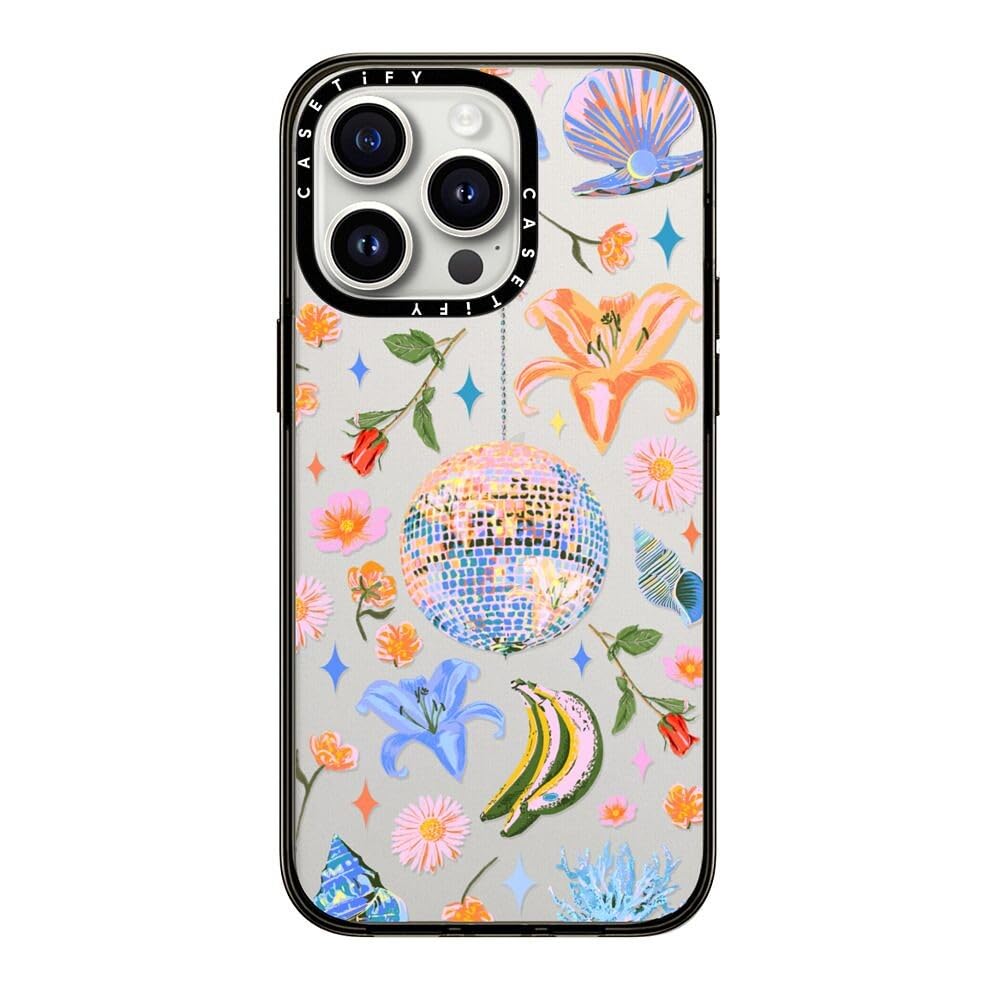 Casetify Compact Case For Iphone 15 Pro Max [2X Military Grade Drop Tested / 4Ft Drop Protection]   Disco Magic   Clear Black