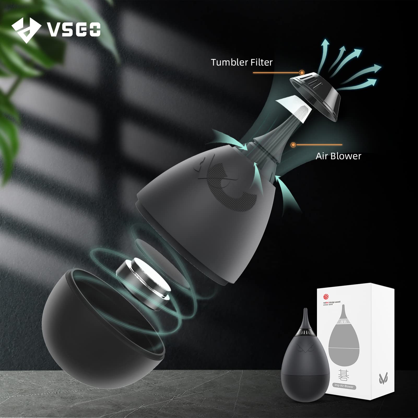 Vsgo V B01E Camera Cleaning Blower With Filter, Tumbler Design Lens Cleaning Blower Compressed Air Compatible For Nikon Sony Can