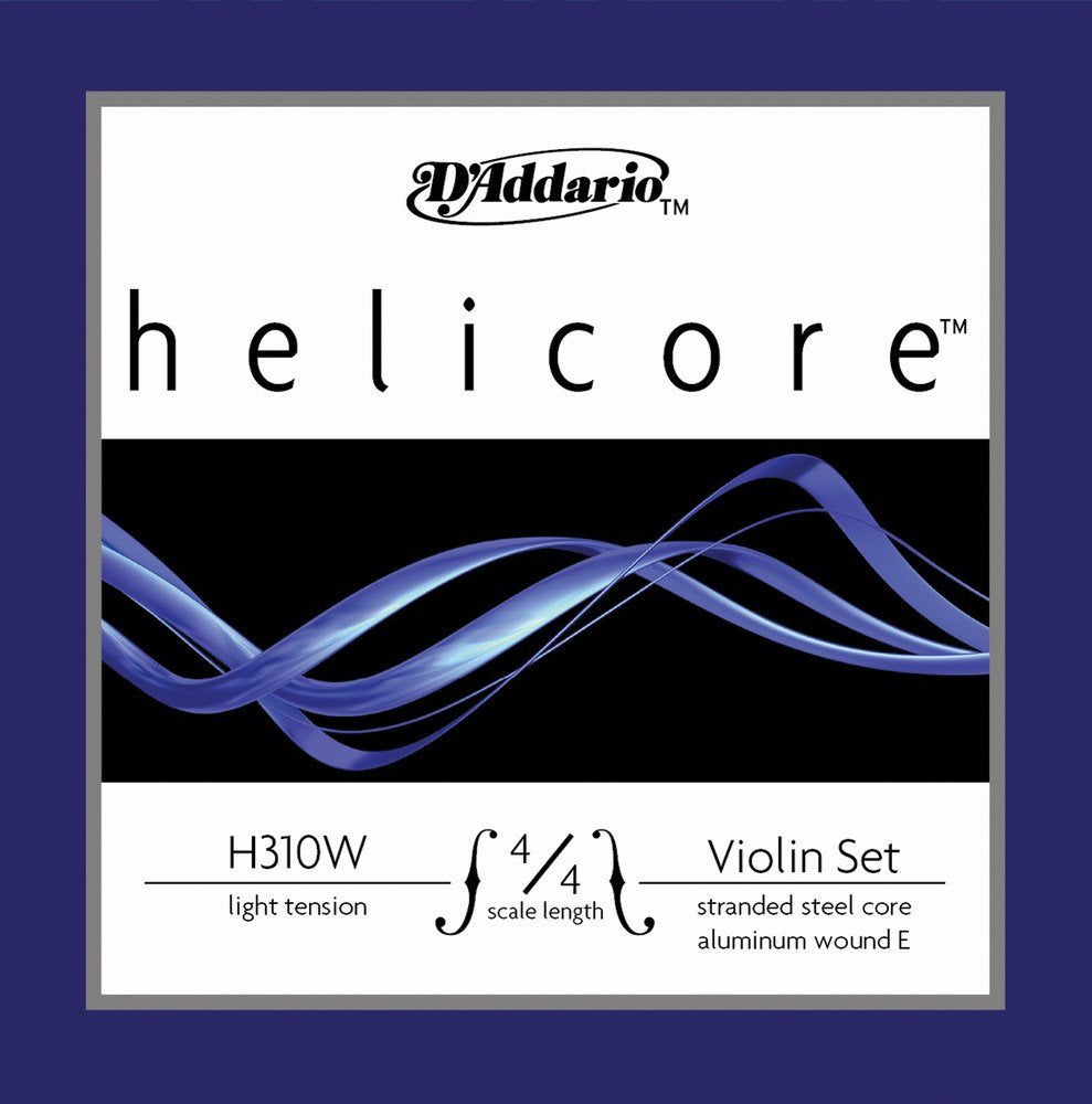 Daddario Orchestral   Helicore 4/4 Size Violin String Set With Aluminum Wound E String   H310W 4/4L   Light Tension