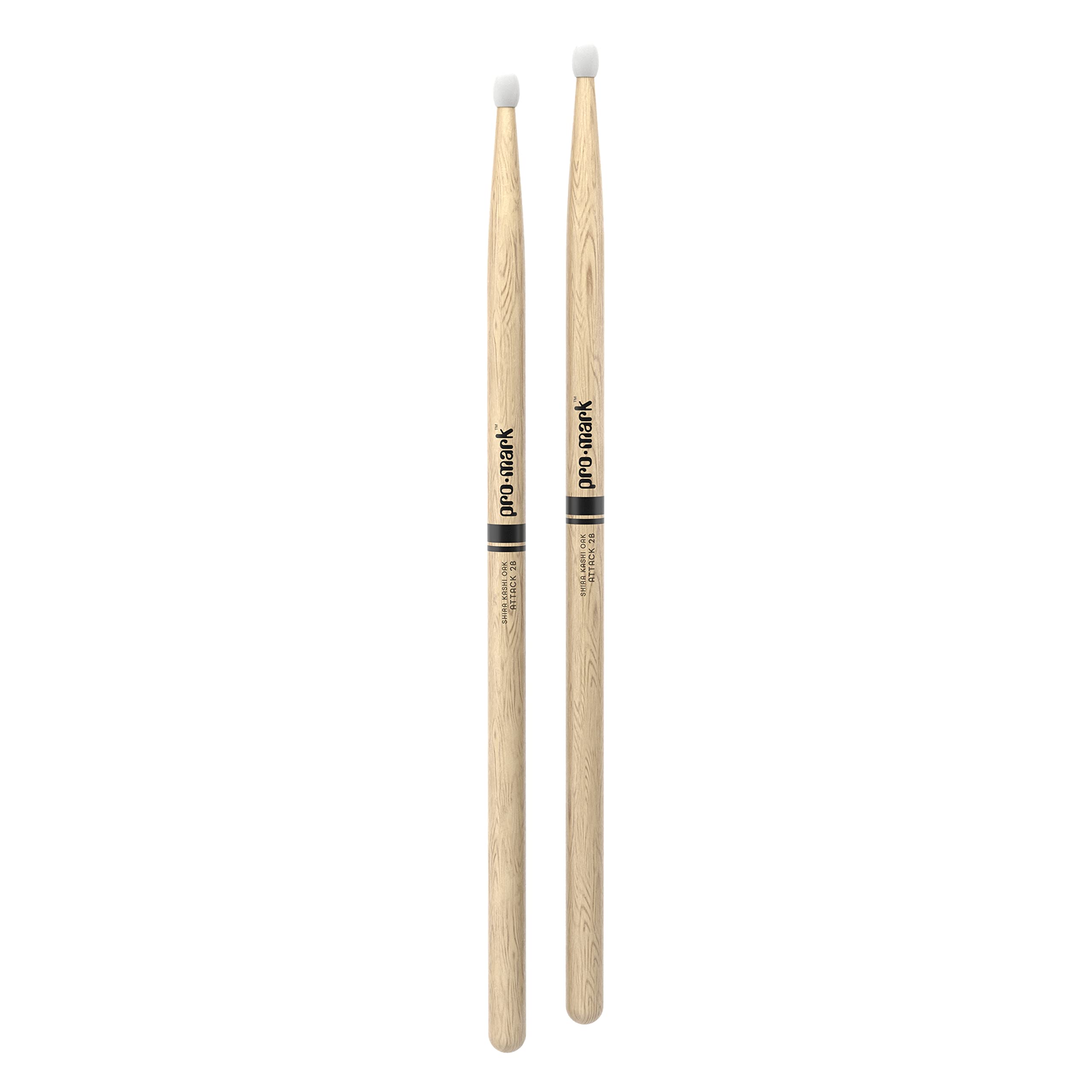 Promark Drum Sticks   Classic Attack 2B Shira Kashi Oak Drumsticks, Oval Nylon Tip, One Pair