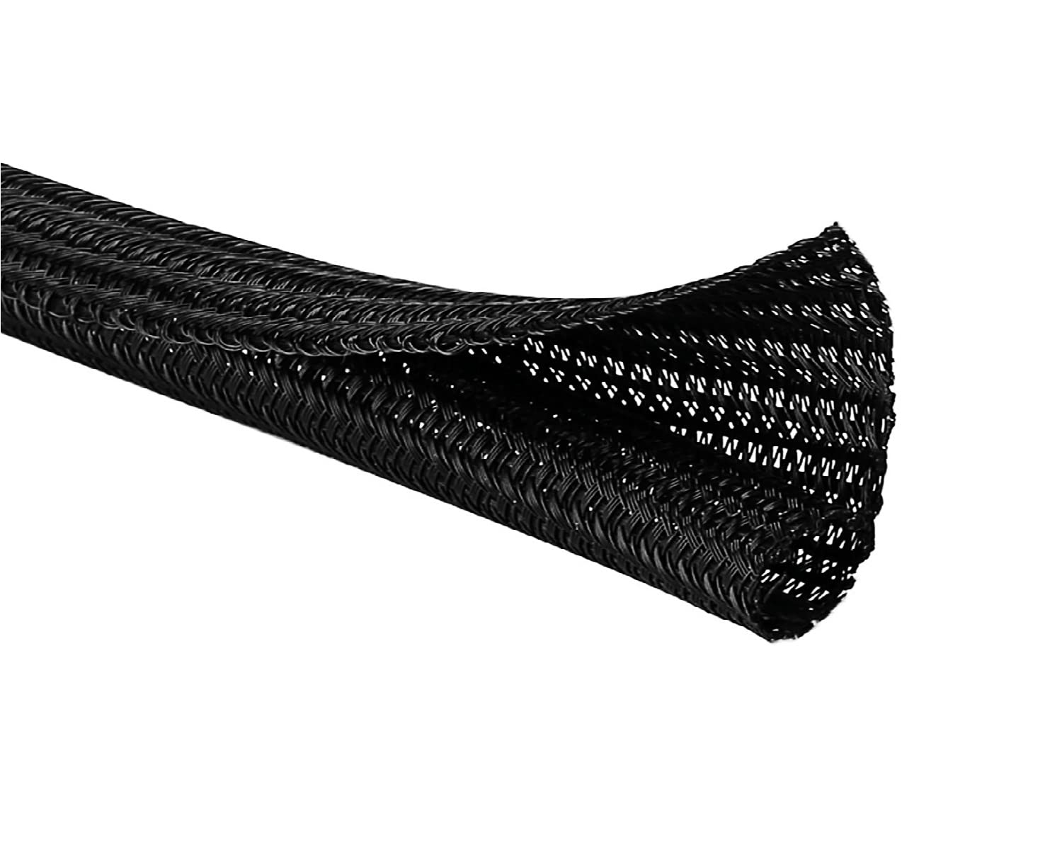 Kable Kontrol 10 Ft   1' Inch Braided Cable Sleeve   Self Closing Split Wire Wrap Cord Hider Organizer Wire Loom Tubing Cover For Automotive, Industrial Cable Management   Black