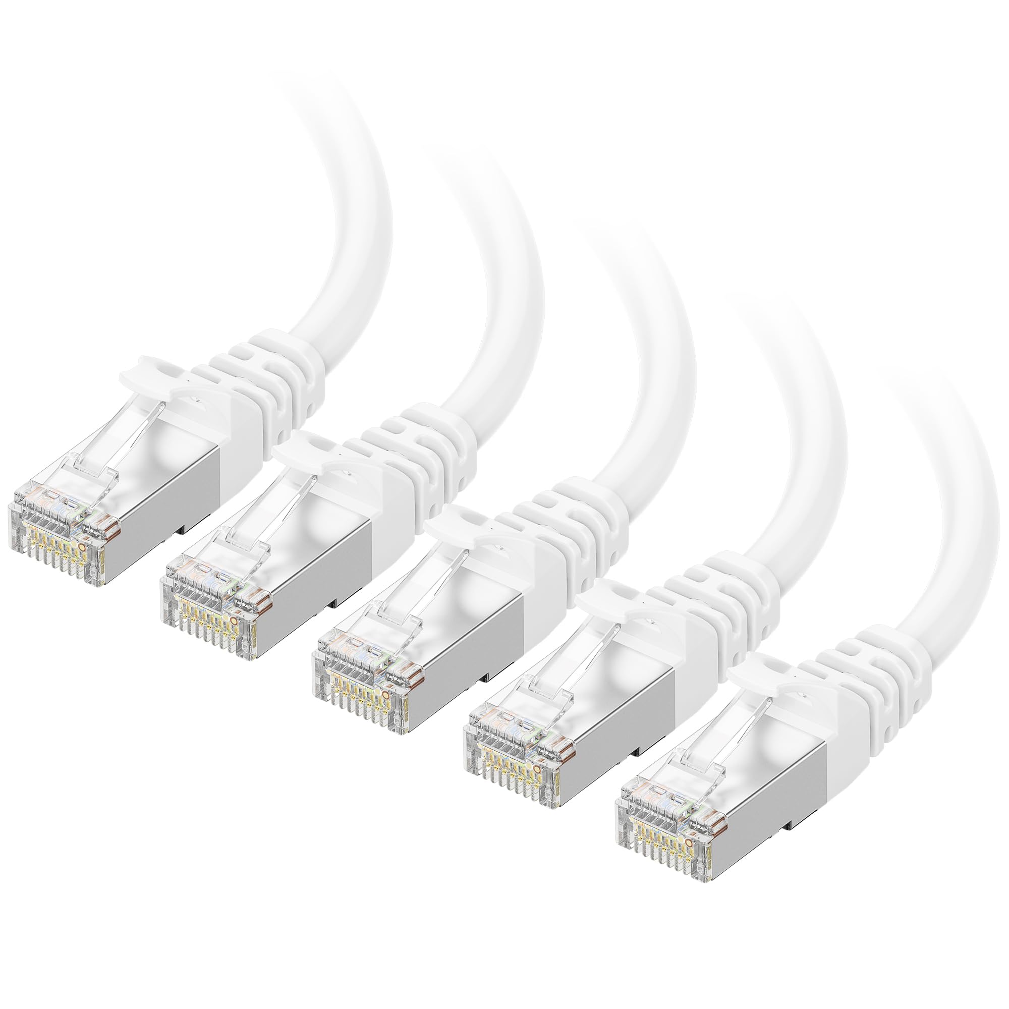 Cable Matters 10Gbps 5 Pack Snagless Shielded Cat 6A Ethernet Cable   5ft, Cat 6A Cable, Cat6A Cord, Ethernet Cord, White
