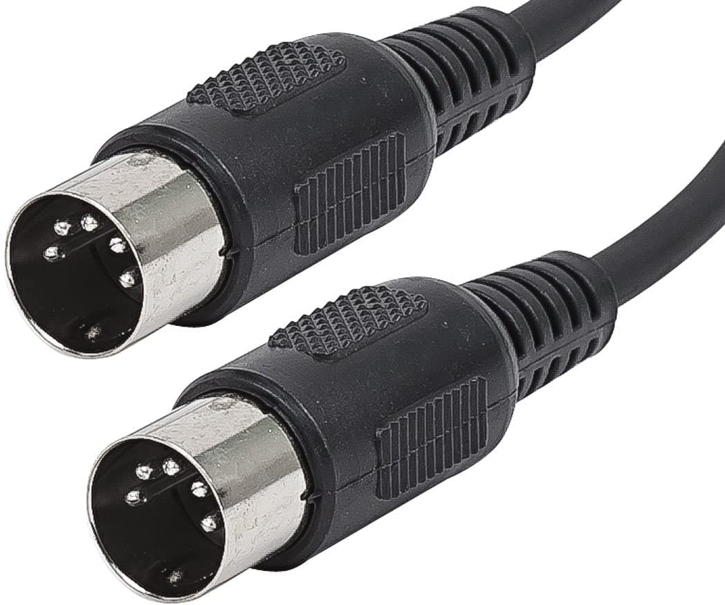 Midi Cable With 5 Pin Din Plugs 3 Feet (Ft) Black