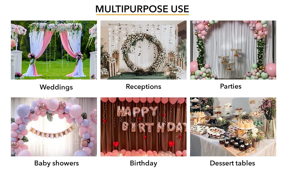 Ak Trading Co. 10 Feet X 10 Feet Ifr Polyester Backdrop Drapes Curtains Panels With Rod Pockets   Wedding Ceremony Party Home Wi