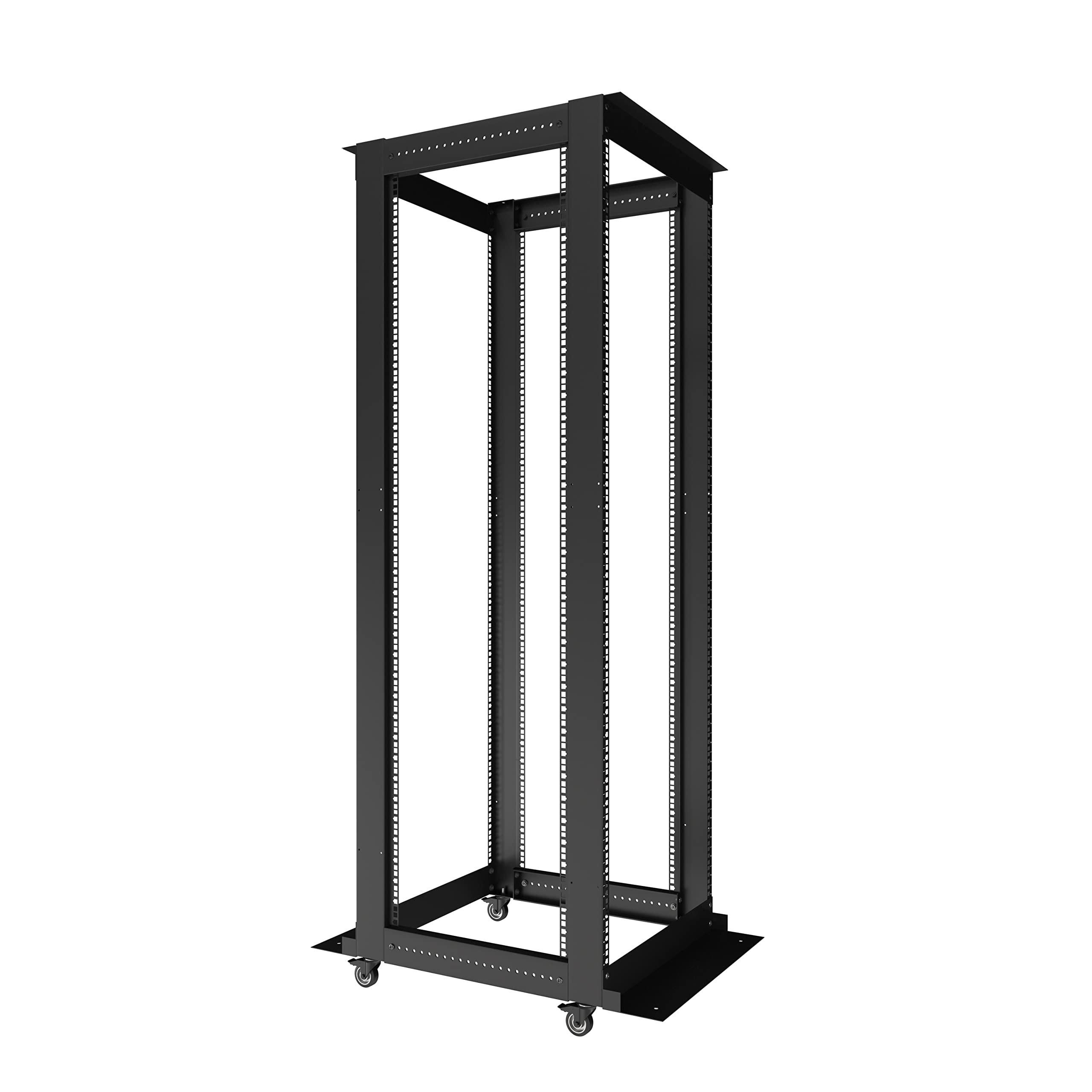 Sysracks 4 Post Open Frame Server Rack Mobile Relay With Wheels Casters For 19' Network Server Av It Equipment Gear Rack Cabinet Adjustable Depth 24' 37' (42U (79' H X 21' W))