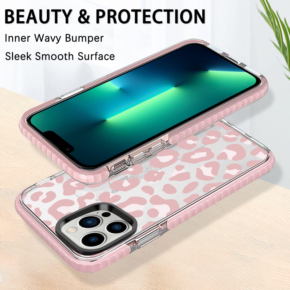 Ziye Clear Case For Iphone 13 Pro Max Cover Pink Leopard Design Shockproof Soft Tpu Bumper Protective Phone Case For Women Girls
